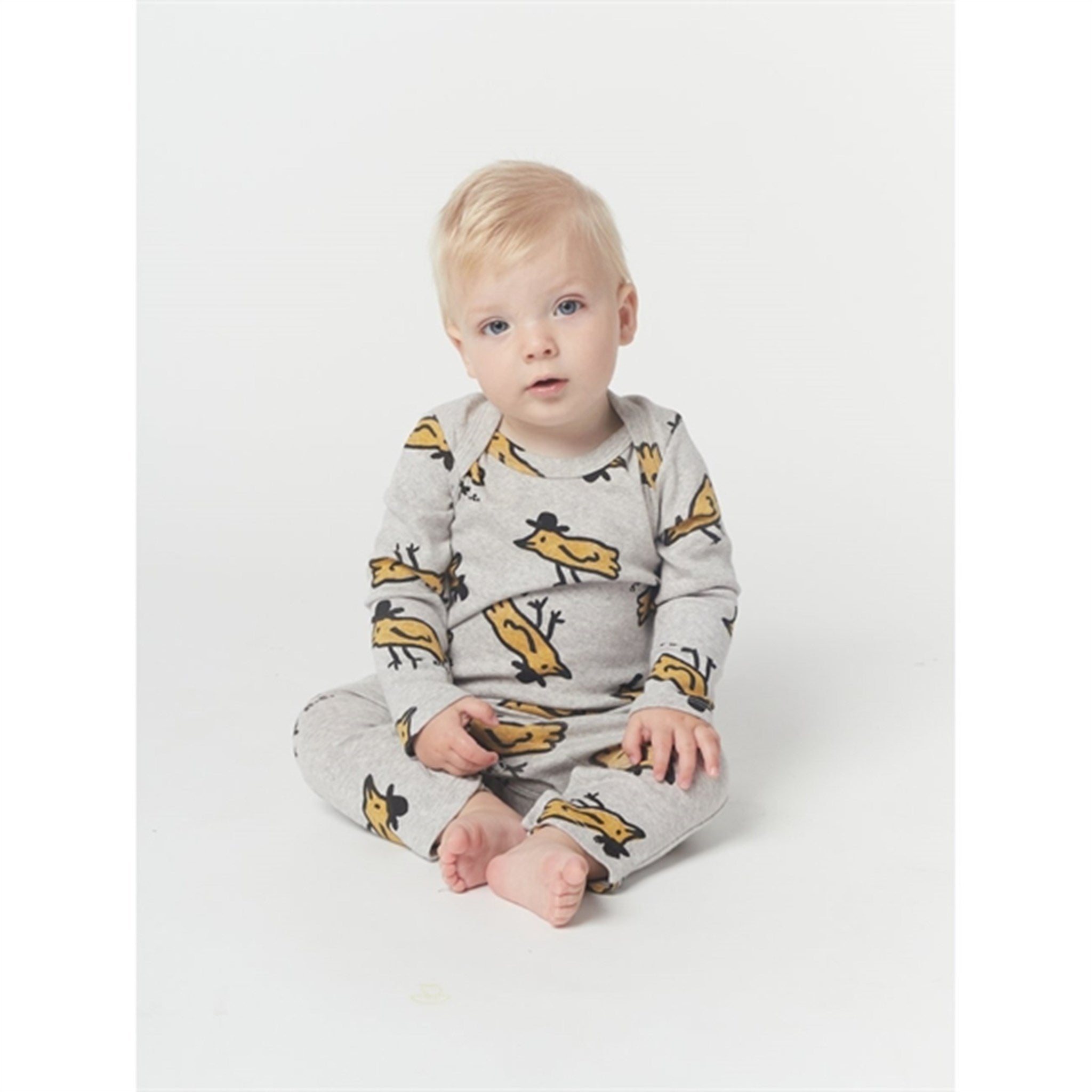 Bobo Choses Light Grey Mr Birdie All Over Overall 2
