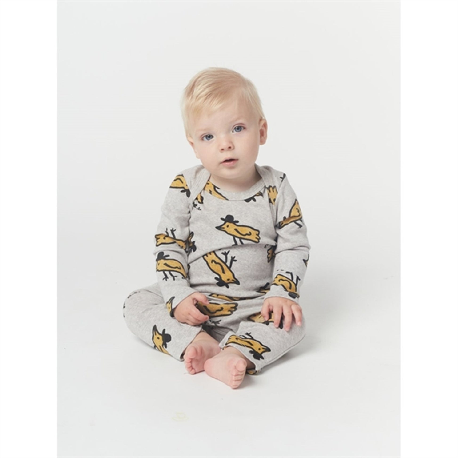 Bobo Choses Light Grey Mr Birdie All Over Overall