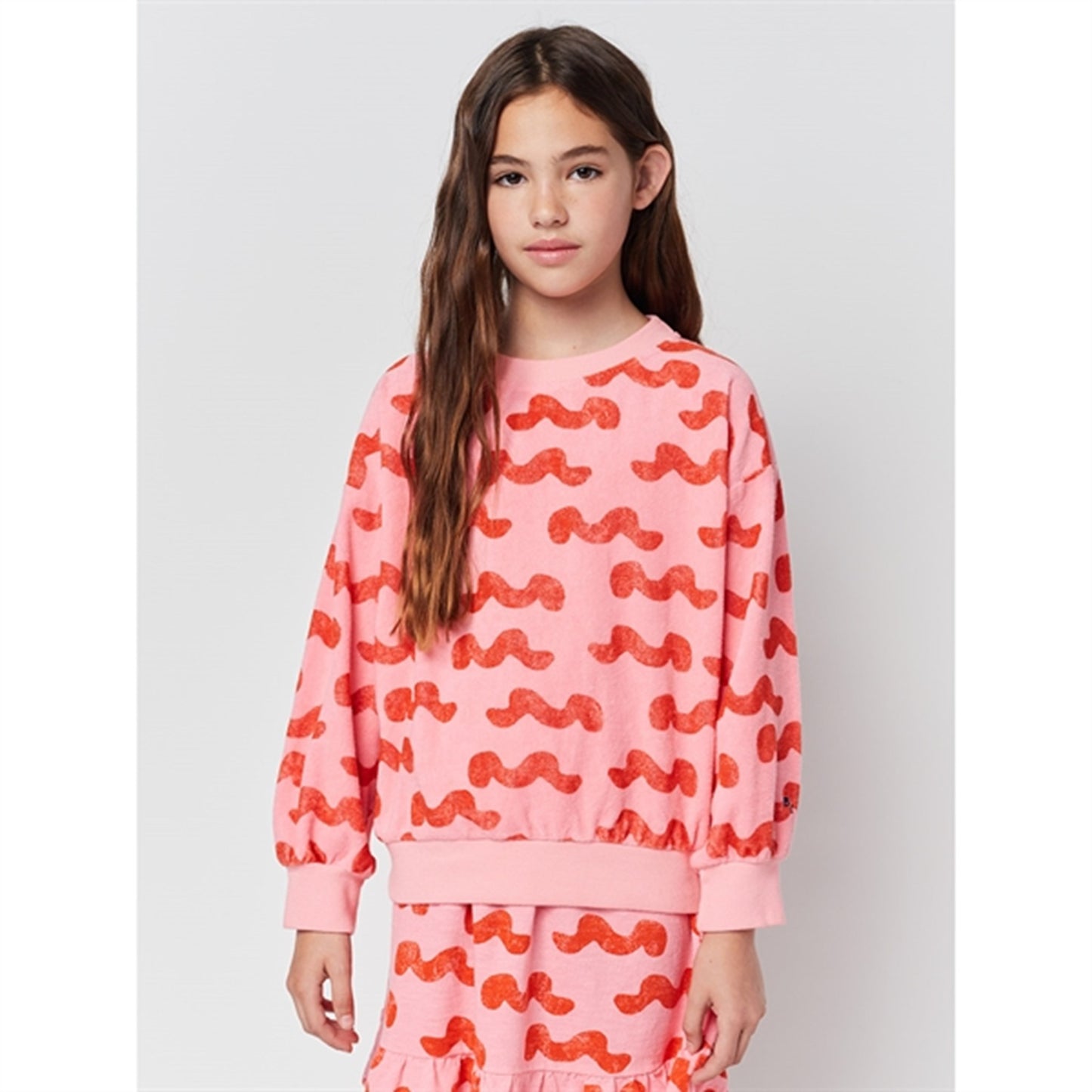 Bobo Choses Pink Waves All Over Terry Sweatshirt