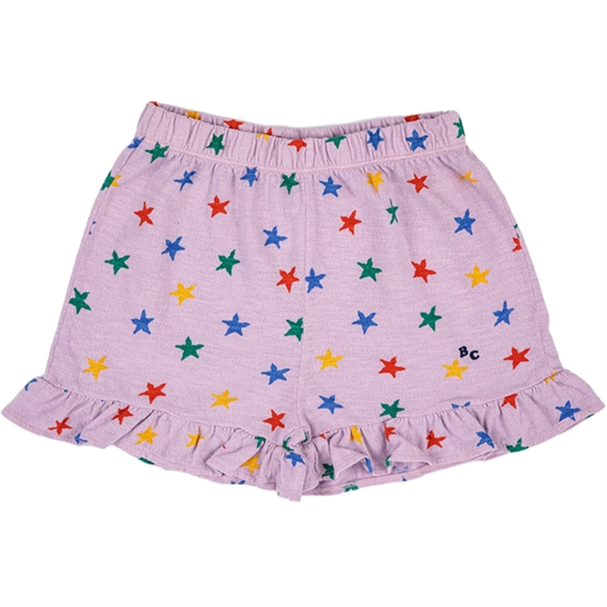 Bobo Choses Lavender Multicolor Stars All Over Ruffle Shorts