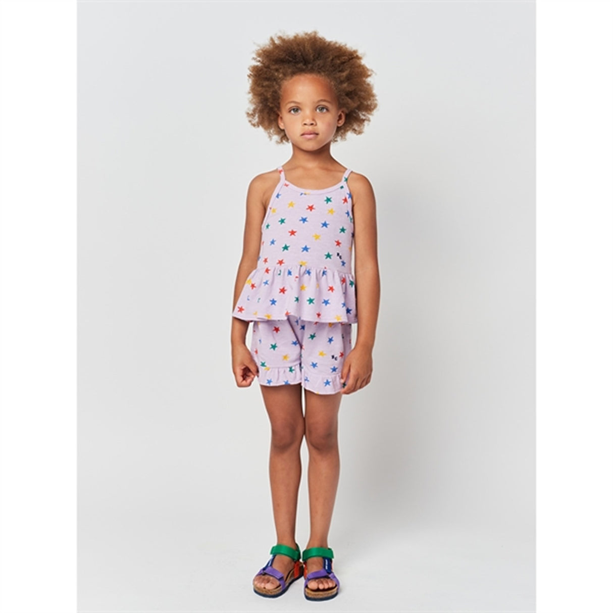 Bobo Choses Lavender Multicolor Stars All Over Ruffle Shorts