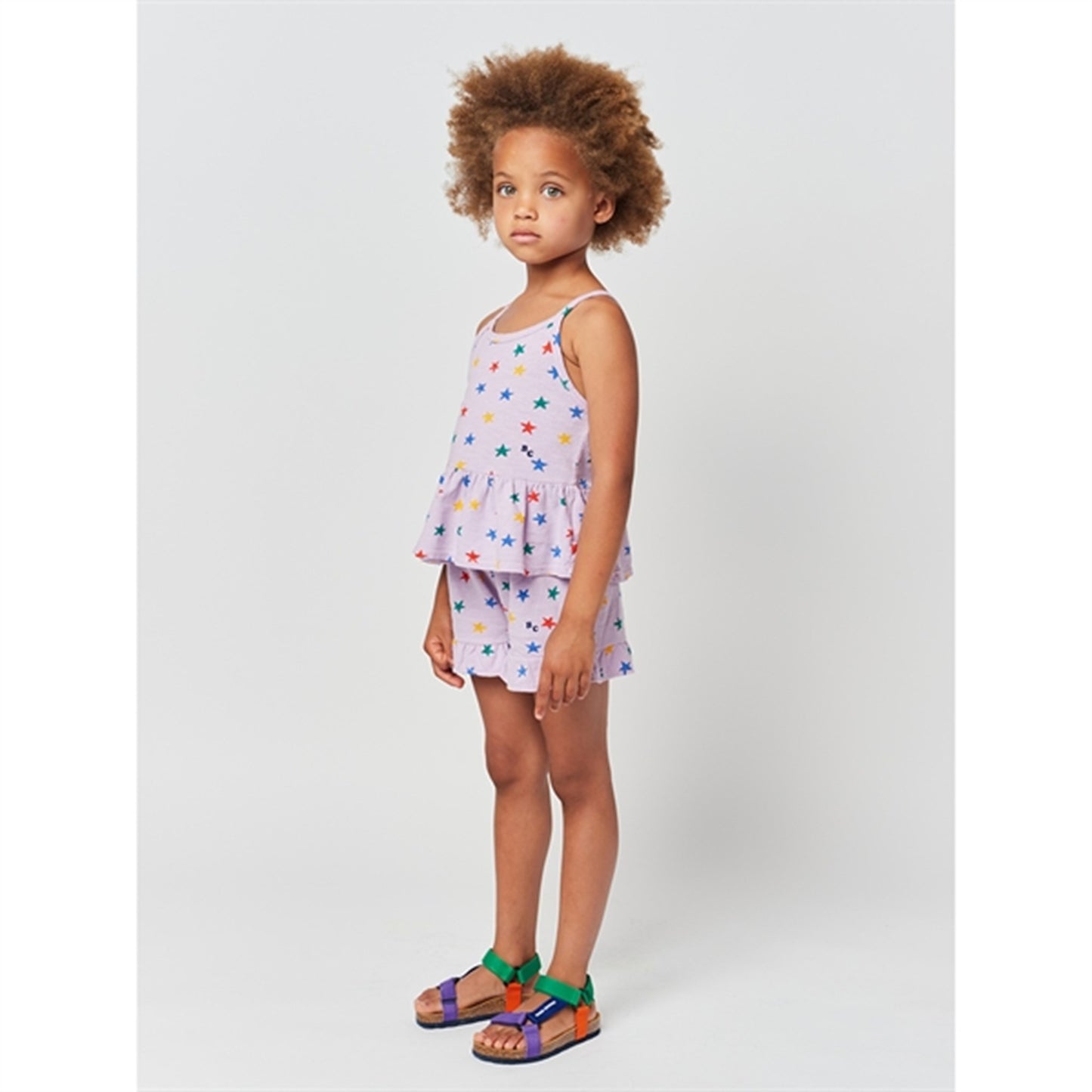 Bobo Choses Lavender Multicolor Stars All Over Ruffle Shorts