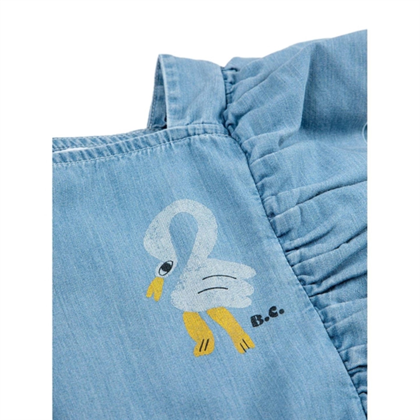 Bobo Choses Light Blue Pelican Denim Ruffle Dress