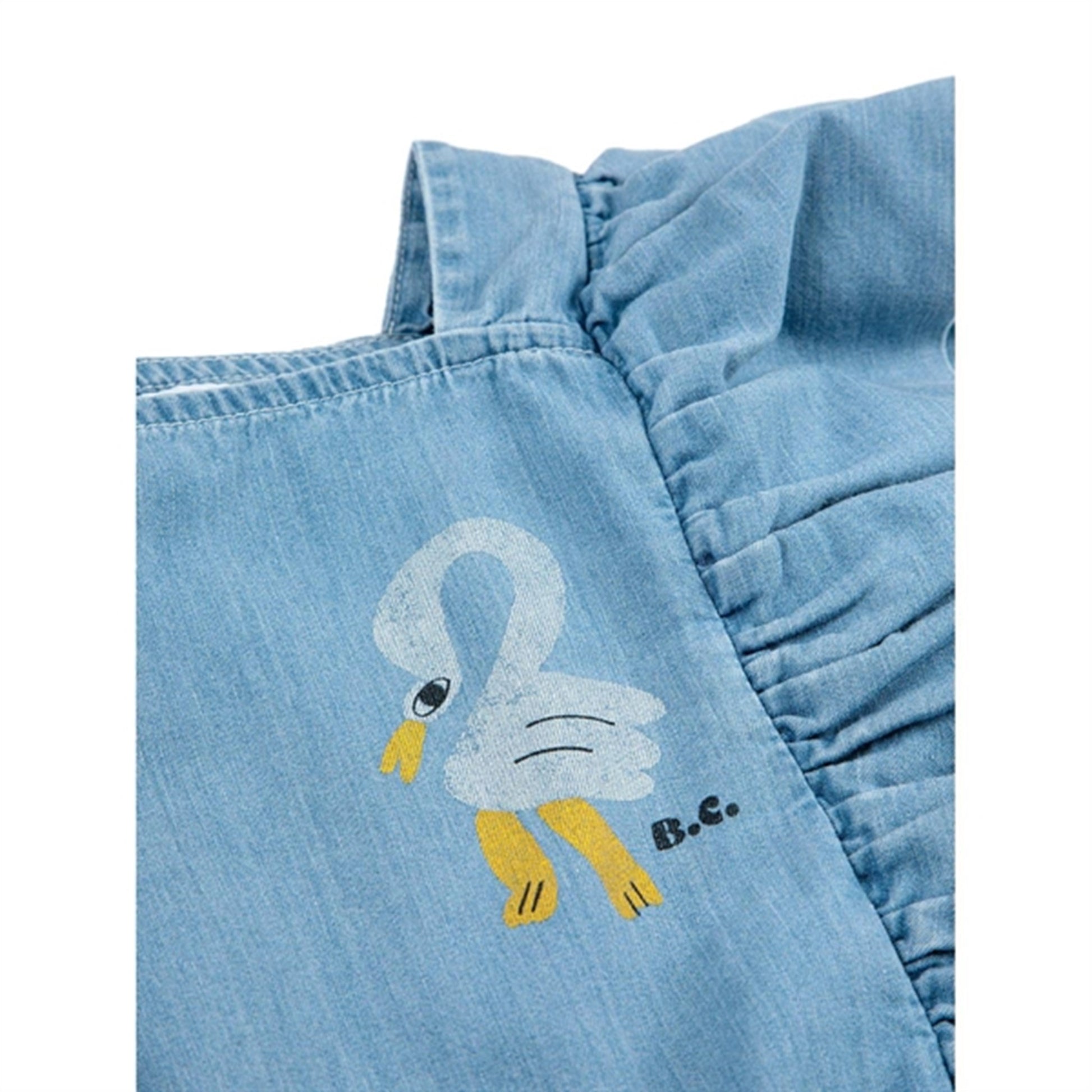 Bobo Choses Light Blue Pelican Denim Ruffle Dress