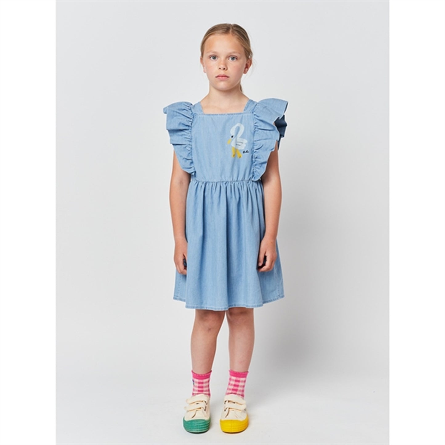Bobo Choses Light Blue Pelican Denim Ruffle Dress