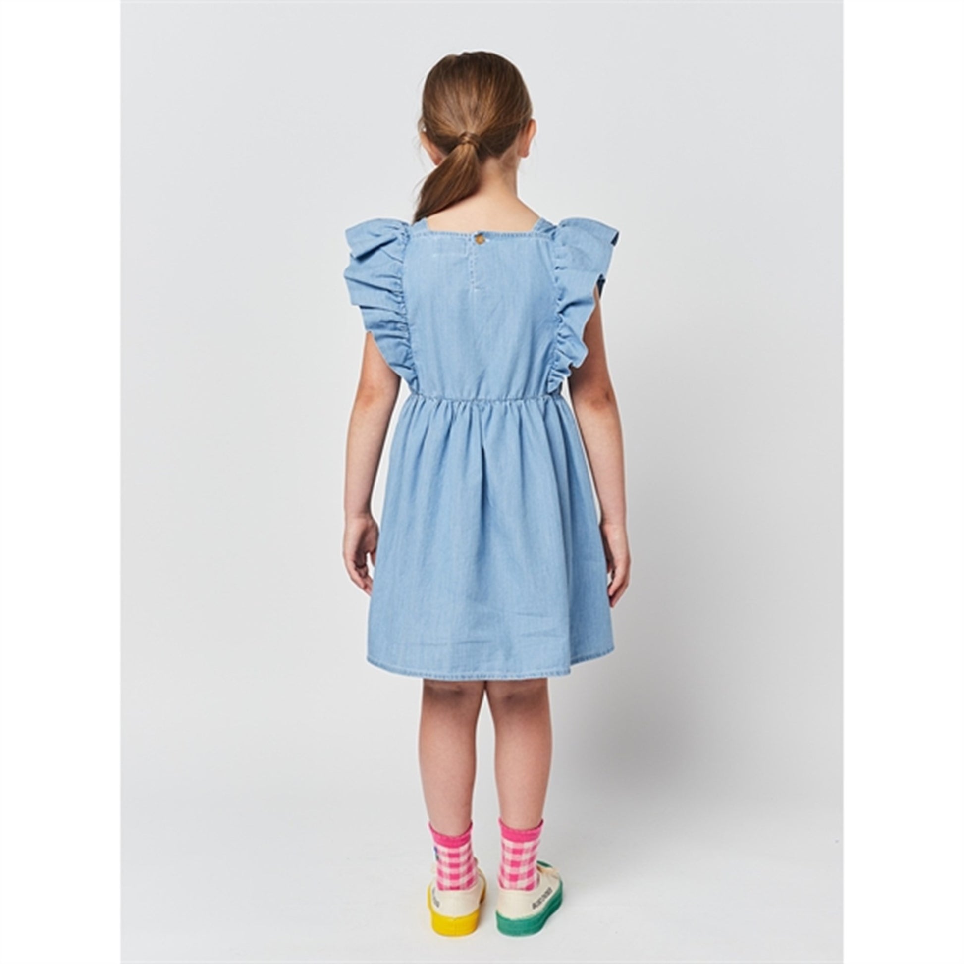 Bobo Choses Light Blue Pelican Denim Ruffle Dress