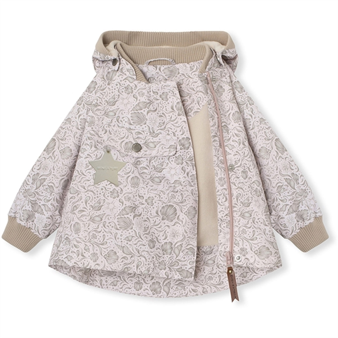 MINI A TURE WAI Spring Jacket w/Fleece Lining Printed Print Fossilized Shells
