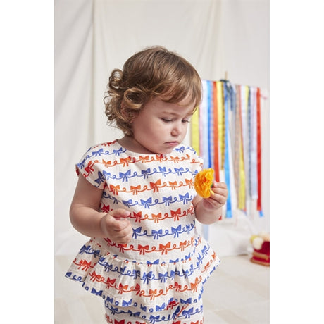 Bobo Choses Baby Ribbon Bow All Over Woven T-shirt Offwhite