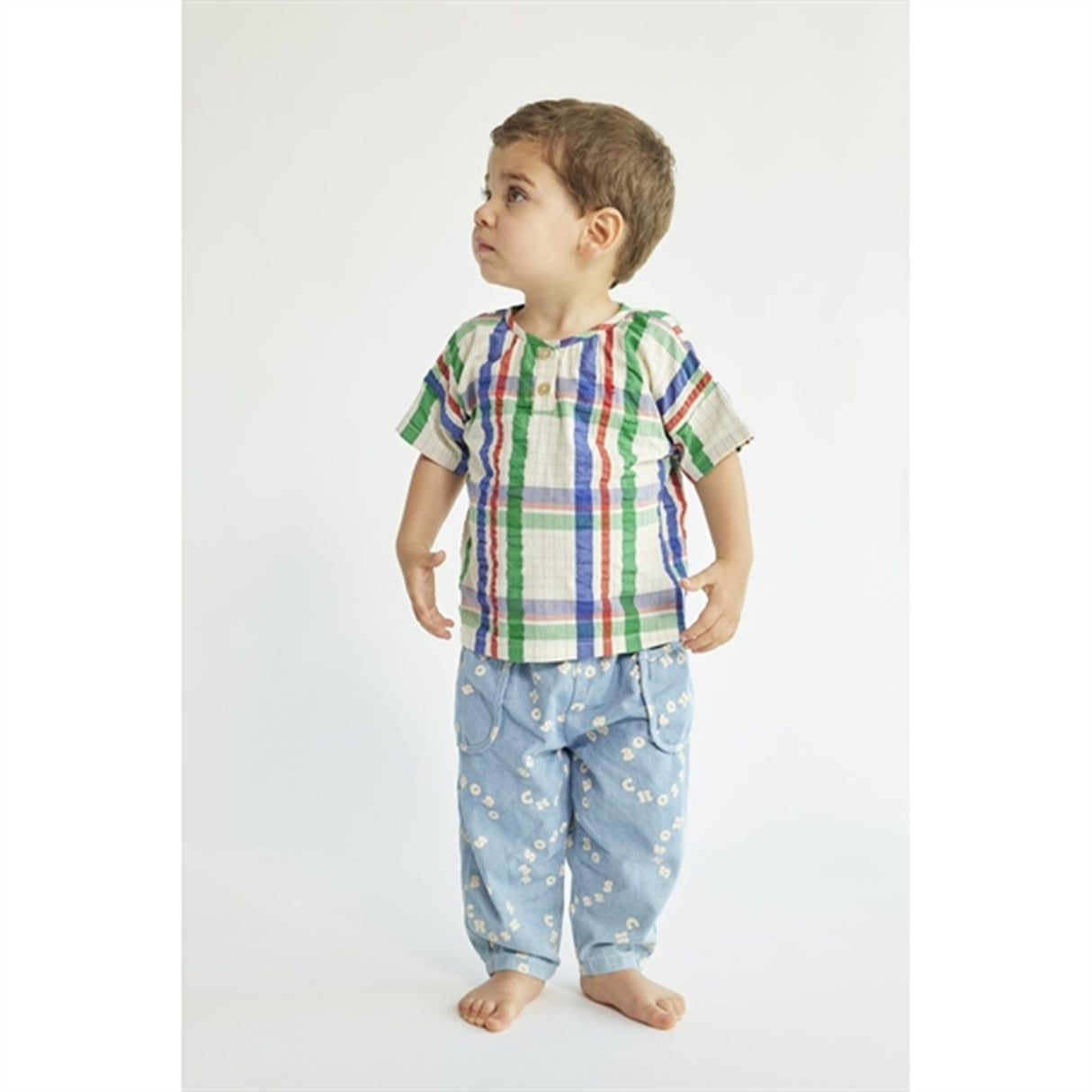 Bobo Choses Baby Madras Checks Woven Shirt Short Sleeve Multicolor