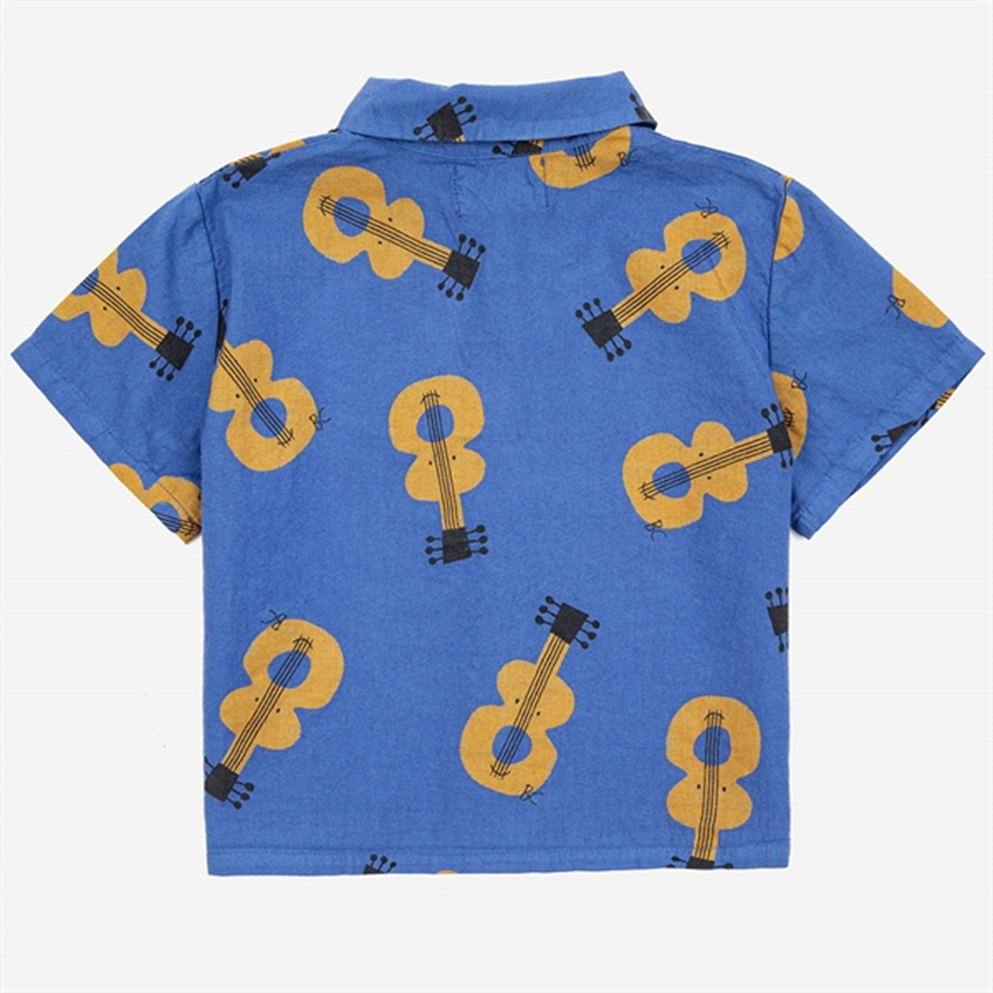 Bobo Choses Baby Acoustic Guitar All Over Woven Shirt Short Sleeve Navy Blue