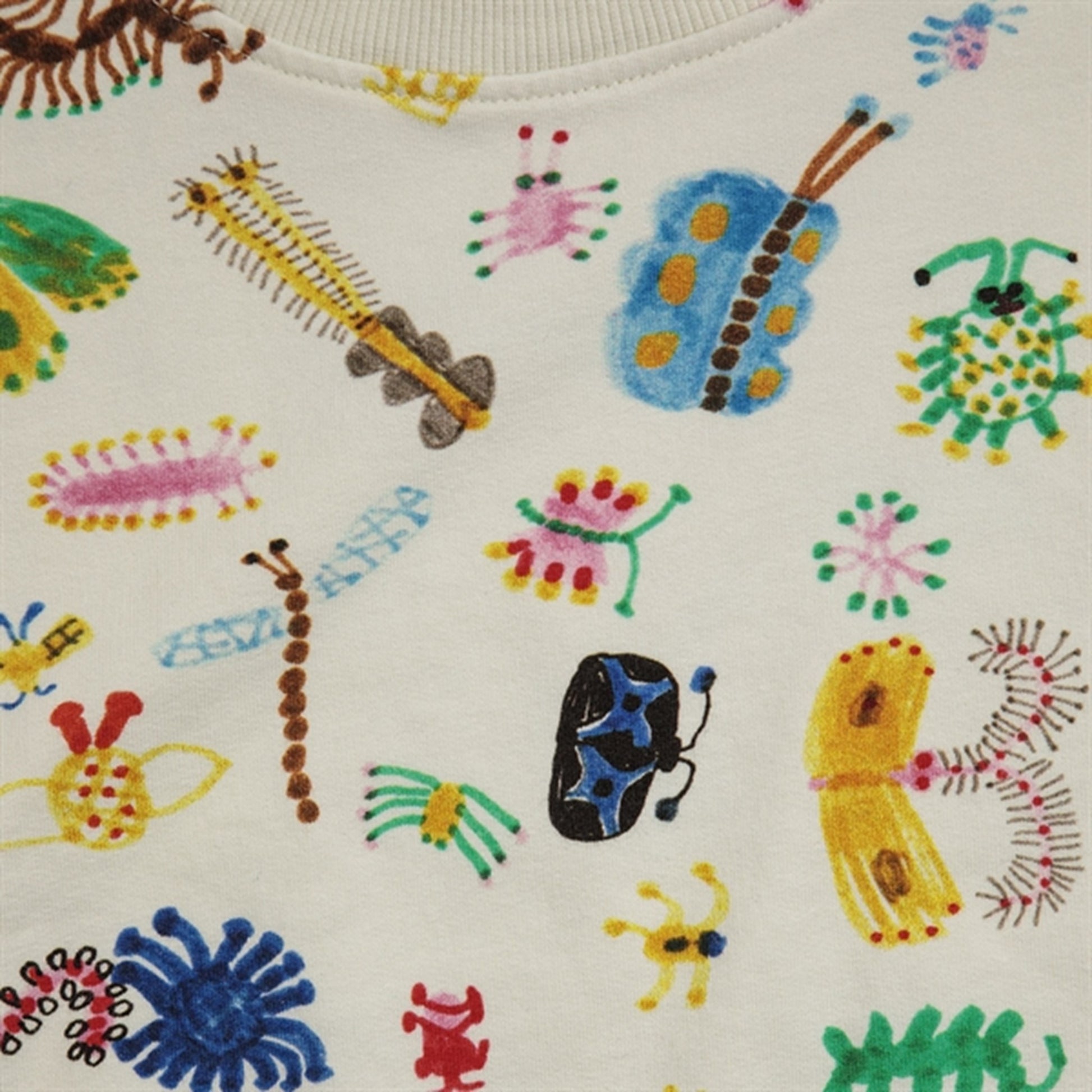 Bobo Choses Baby Funny Insects All Over Sweatshirt Round Neck Offwhite