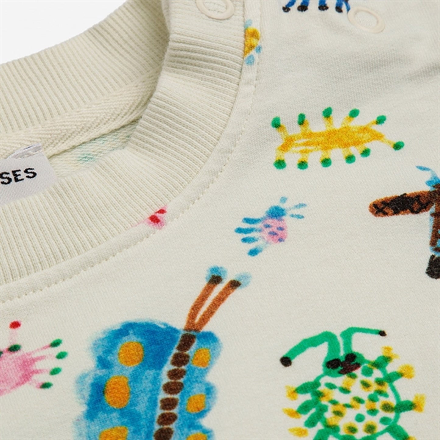 Bobo Choses Baby Funny Insects All Over Sweatshirt Round Neck Offwhite