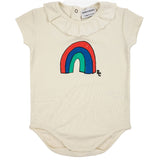 Bobo Choses Baby Rainbow Ruffle Collar Body Short Sleeve Offwhite