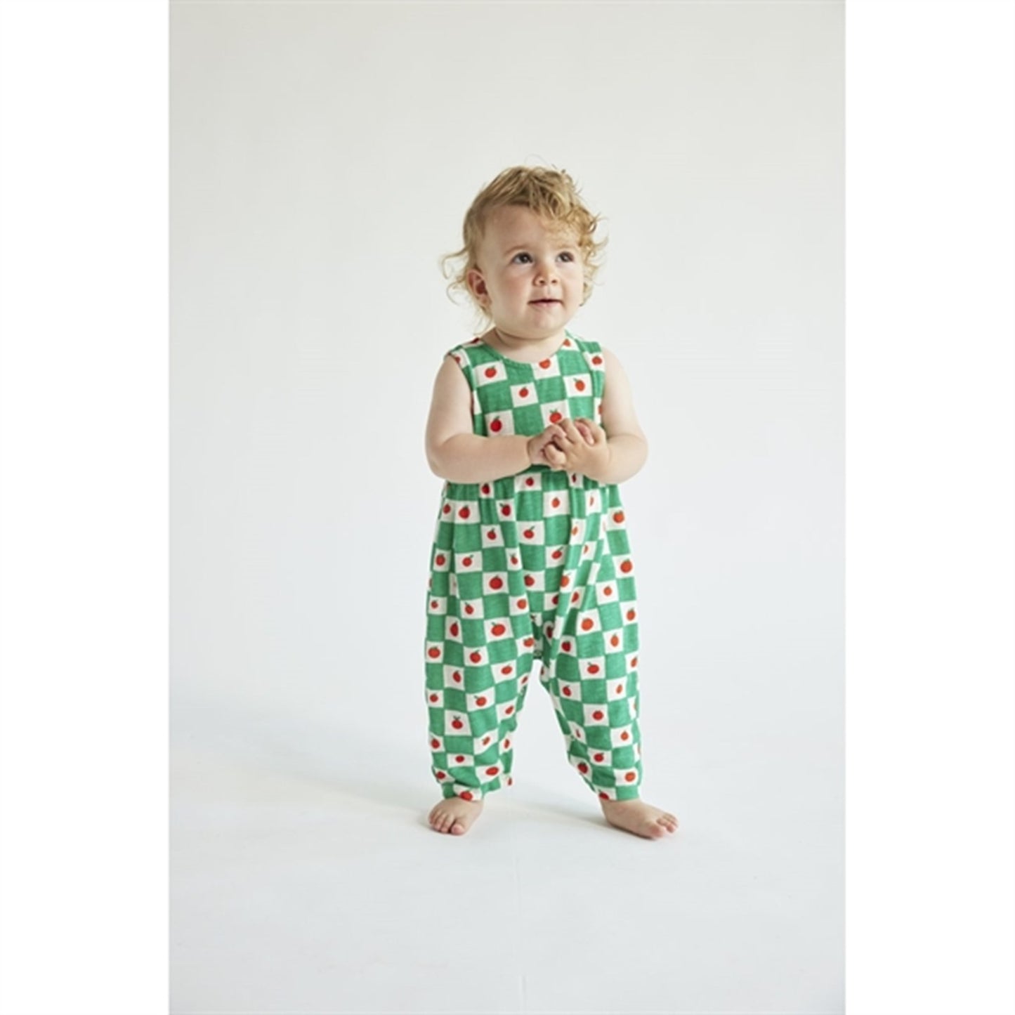 Bobo Choses Baby Tomato All Over Overall Sleeveless Offwhite