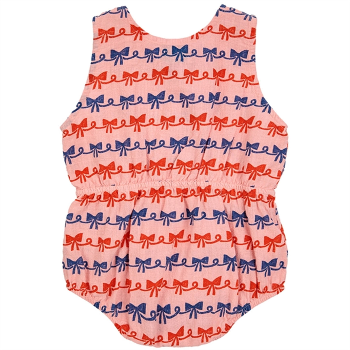 Bobo Choses Baby Ribbon Bow All Over Woven Romper Pink