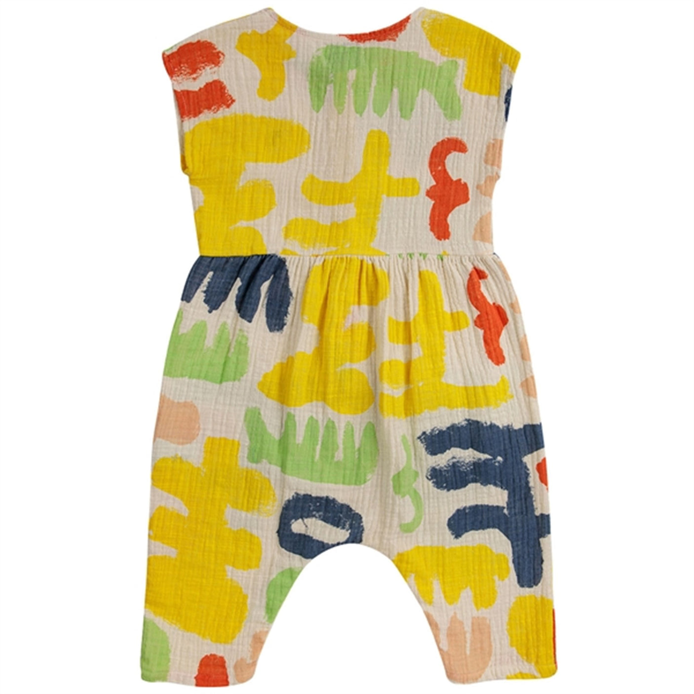 Bobo Choses Baby Carnival All Over Woven Overall Short Sleeve Offwhite