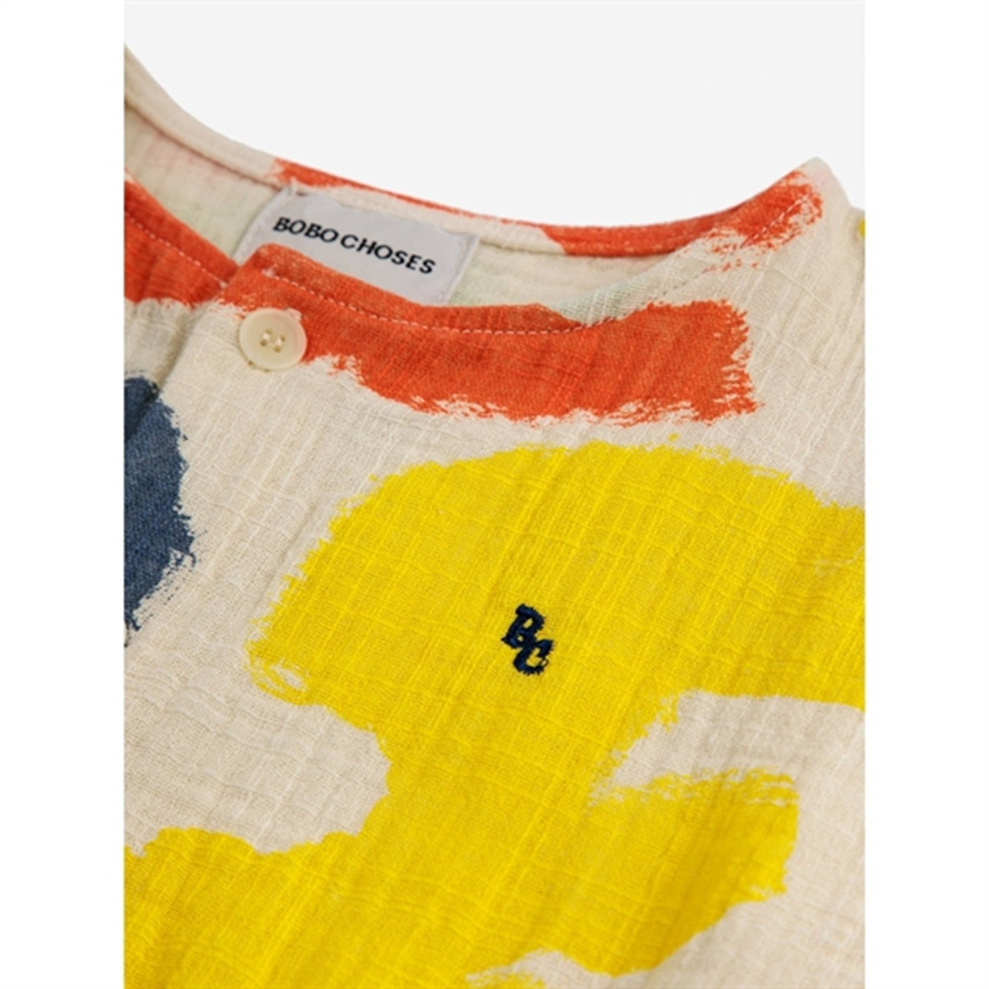 Bobo Choses Baby Carnival All Over Woven Overall Short Sleeve Offwhite