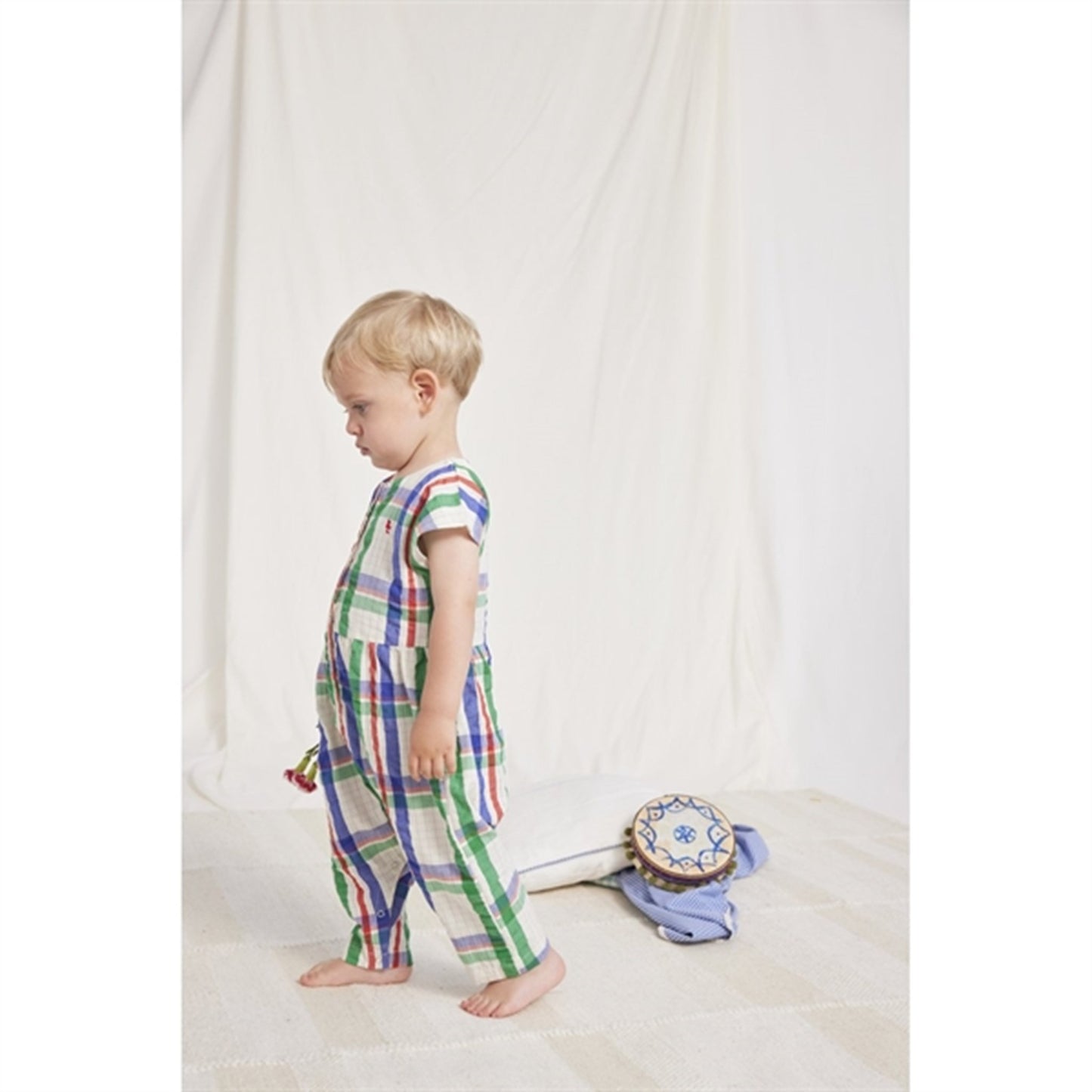 Bobo Choses Baby Madras Checks Woven Overall Short Sleeve Multicolor