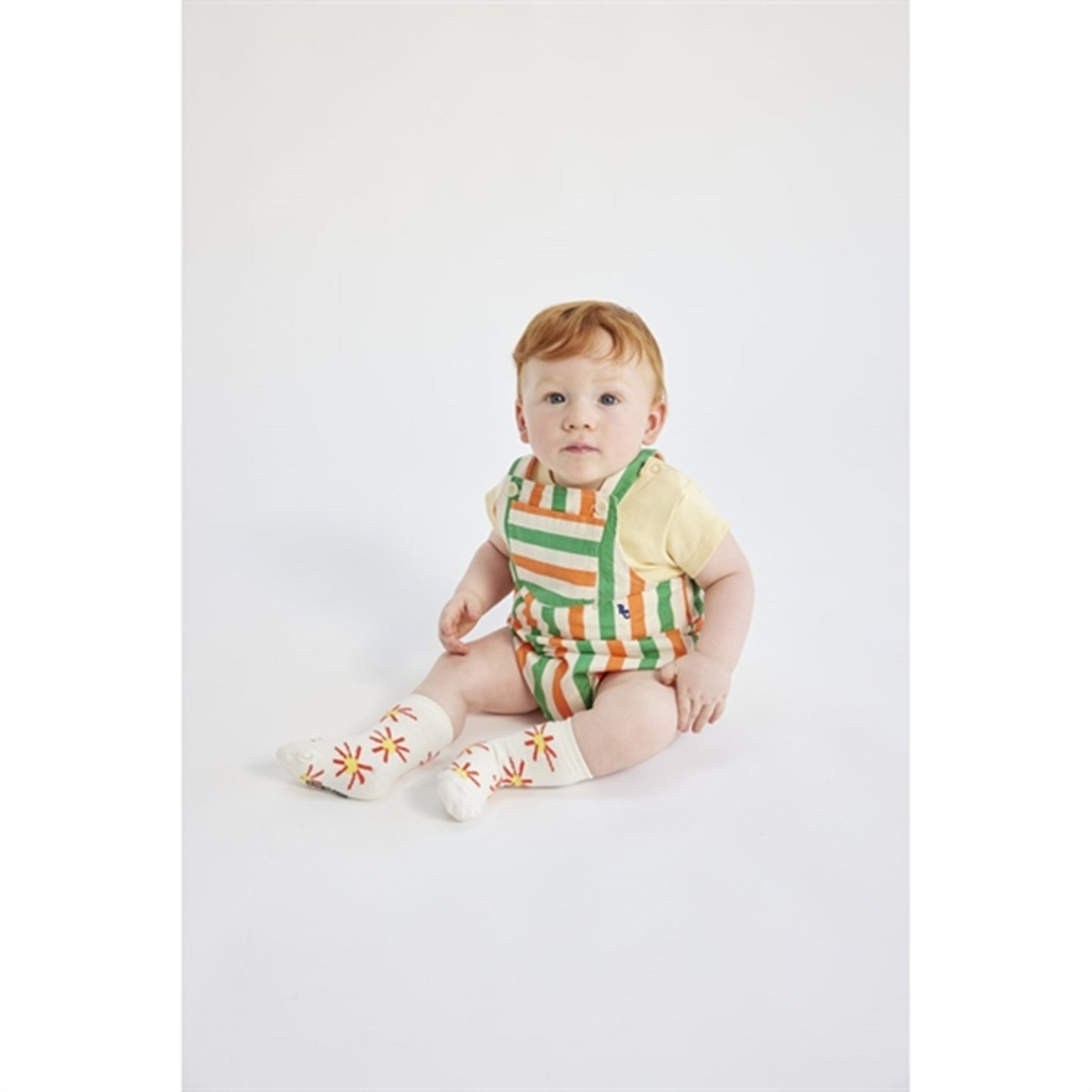Bobo Choses Baby Vertical Stripes Woven Romper Offwhite