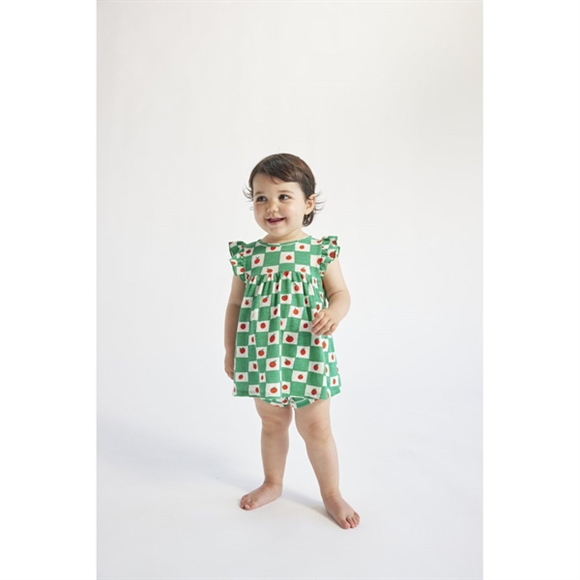 Bobo Choses Baby Tomato All Over Ruffle Dress Sleeveless Offwhite