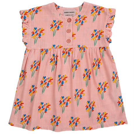 Bobo Choses Baby Fireworks All Over Woven Dress Sleeveless Pink