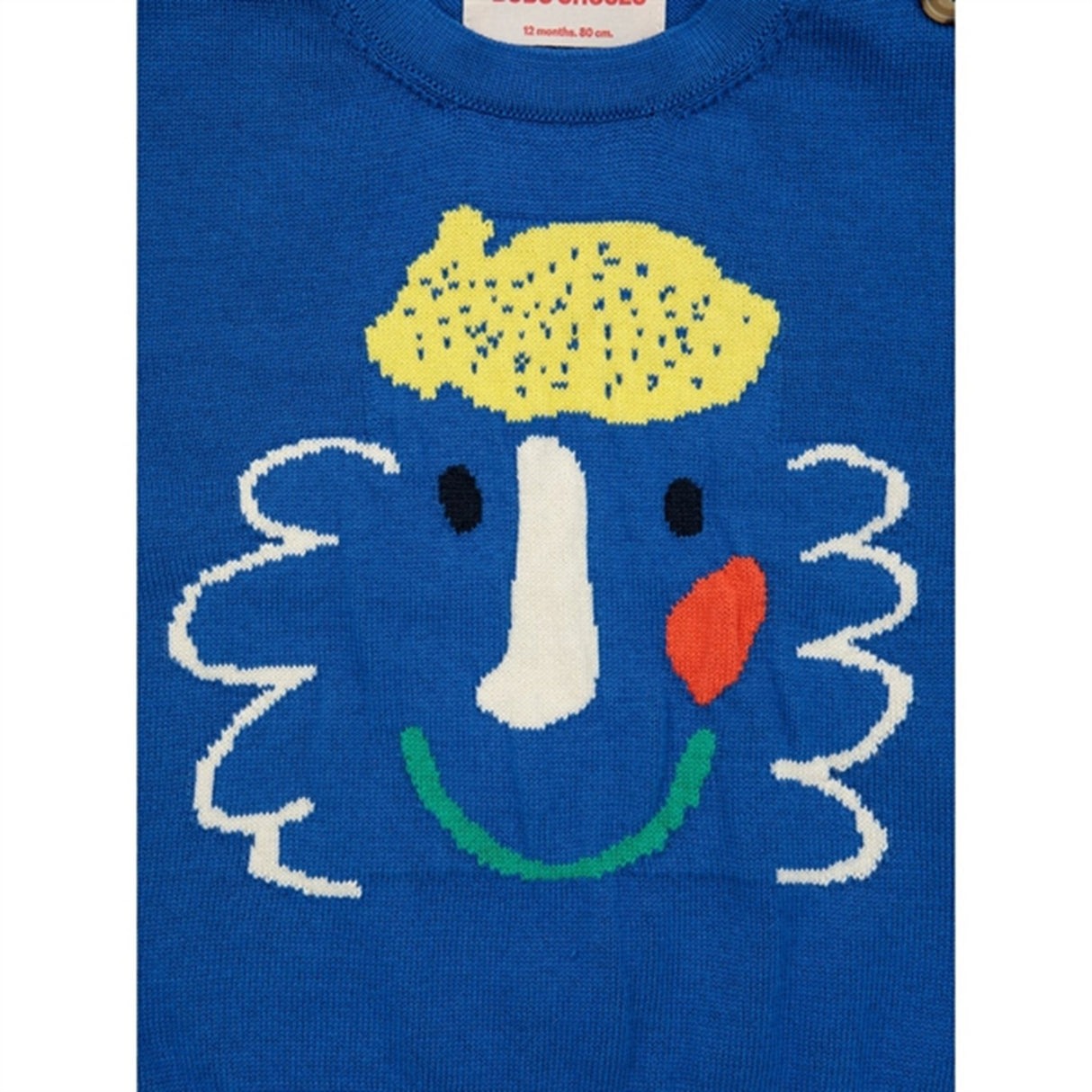 Bobo Choses Baby Happy Mask Jumper Round Neck Blue