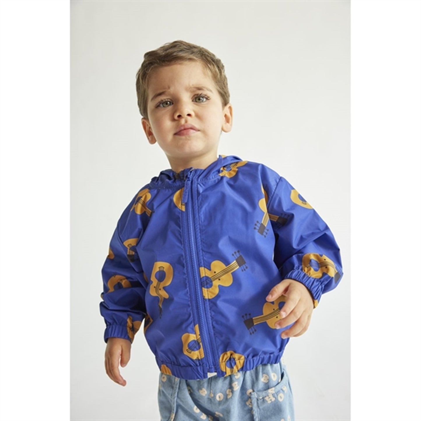 Bobo Choses Baby Acoustic Guitar All Over Jacket Wind Stopper Blue