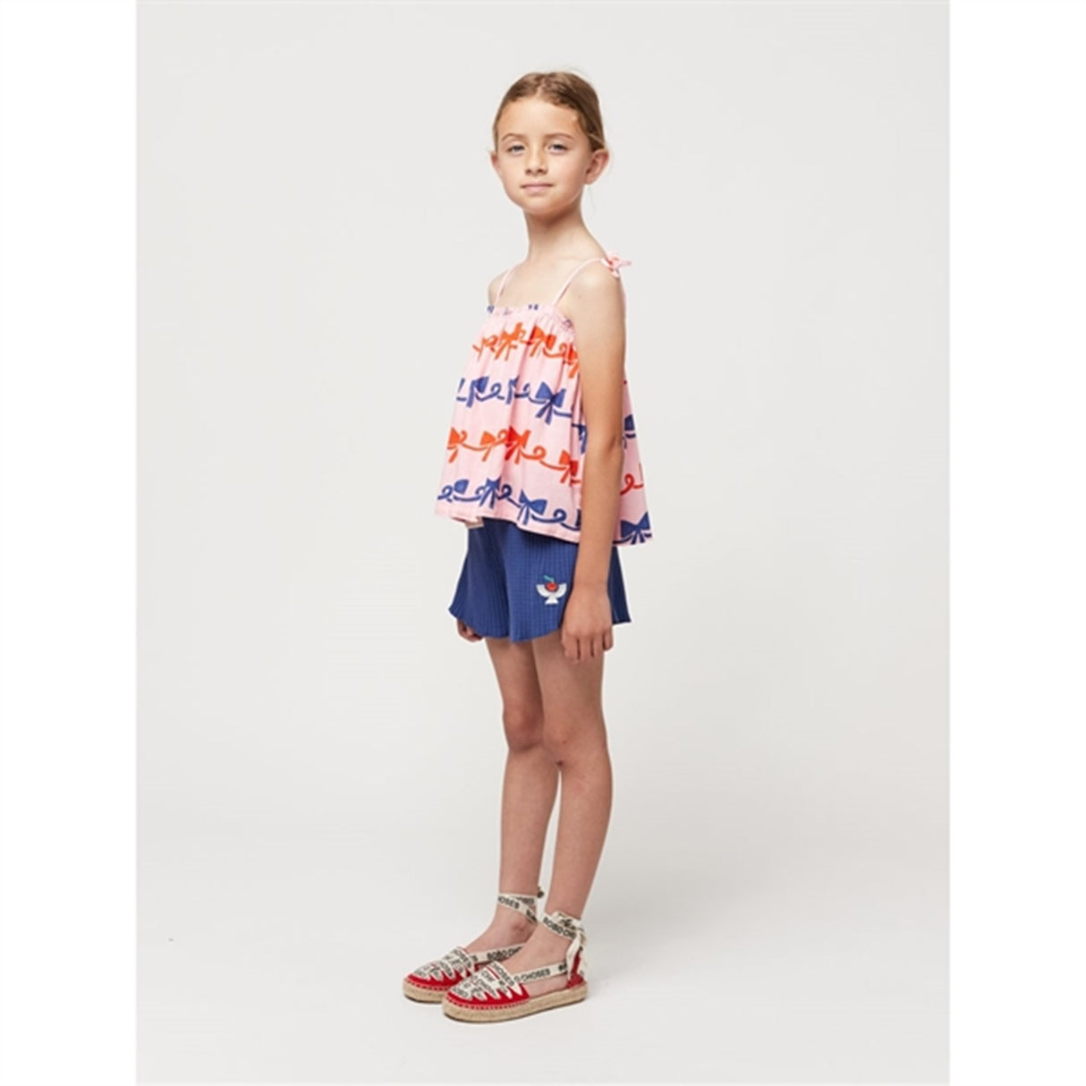 Bobo Choses Ribbon Bow All Over Woven Tank Top Pink