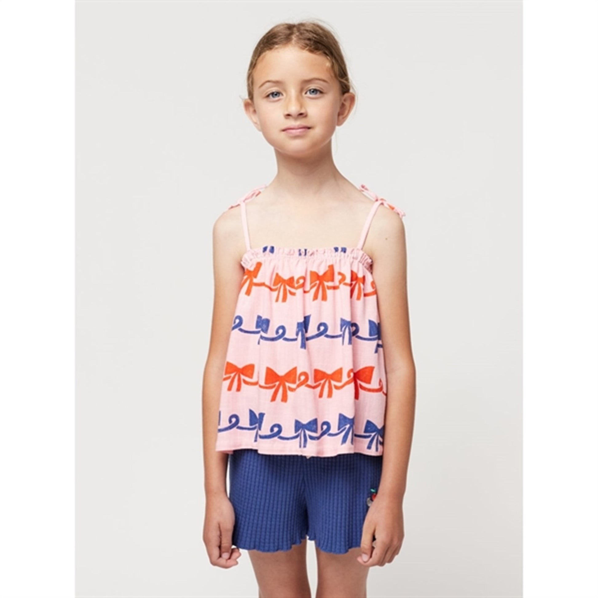 Bobo Choses Ribbon Bow All Over Woven Tank Top Pink