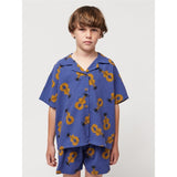 Bobo Choses Acoustic Guitar All Over Woven Shirt Short Sleeve Navy Blue