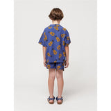 Bobo Choses Acoustic Guitar All Over Woven Shirt Short Sleeve Navy Blue