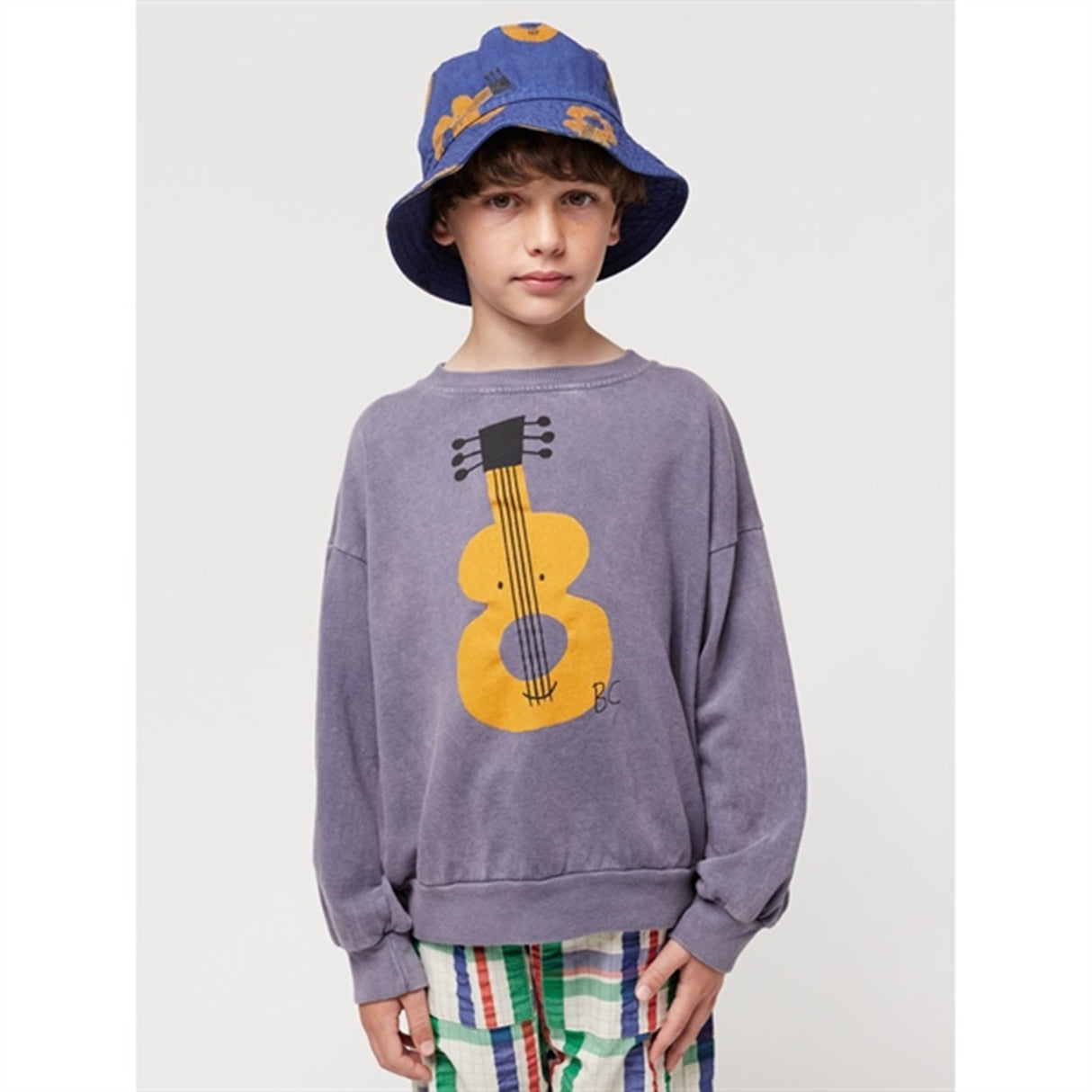 Bobo Choses Acoustic Guitar Sweatshirt Round Neck Prussian Blue