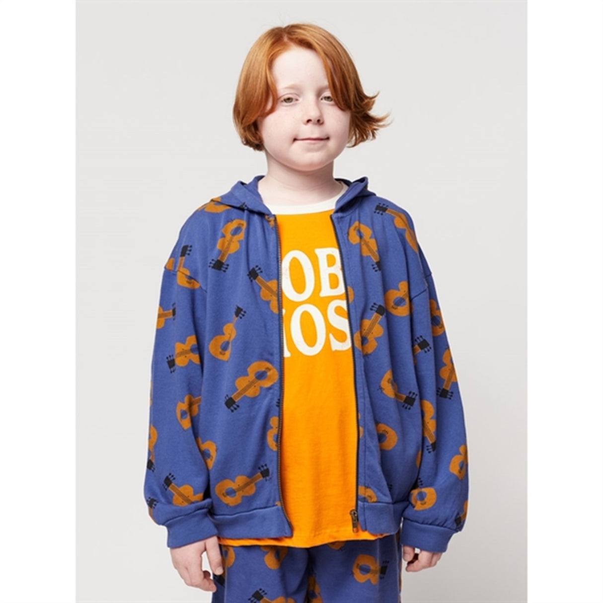 Bobo Choses Acoustic Guitar All Over Zipped Hoodie Navy Blue