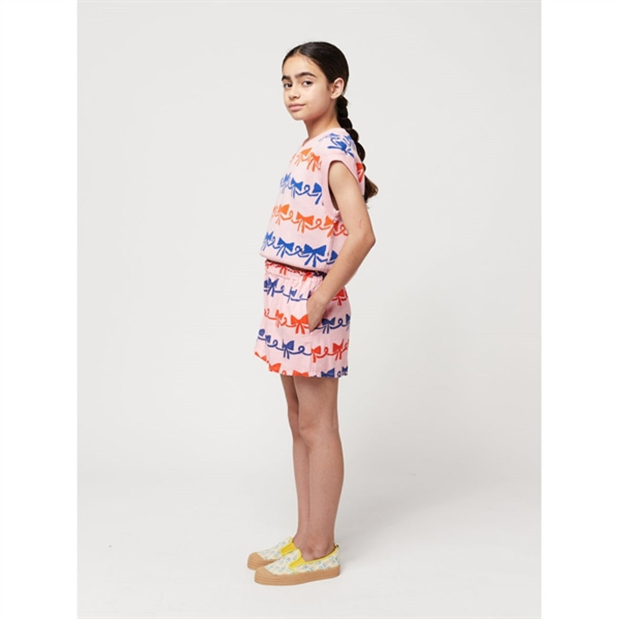 Bobo Choses Ribbon Bow All Over Woven Shorts Pink