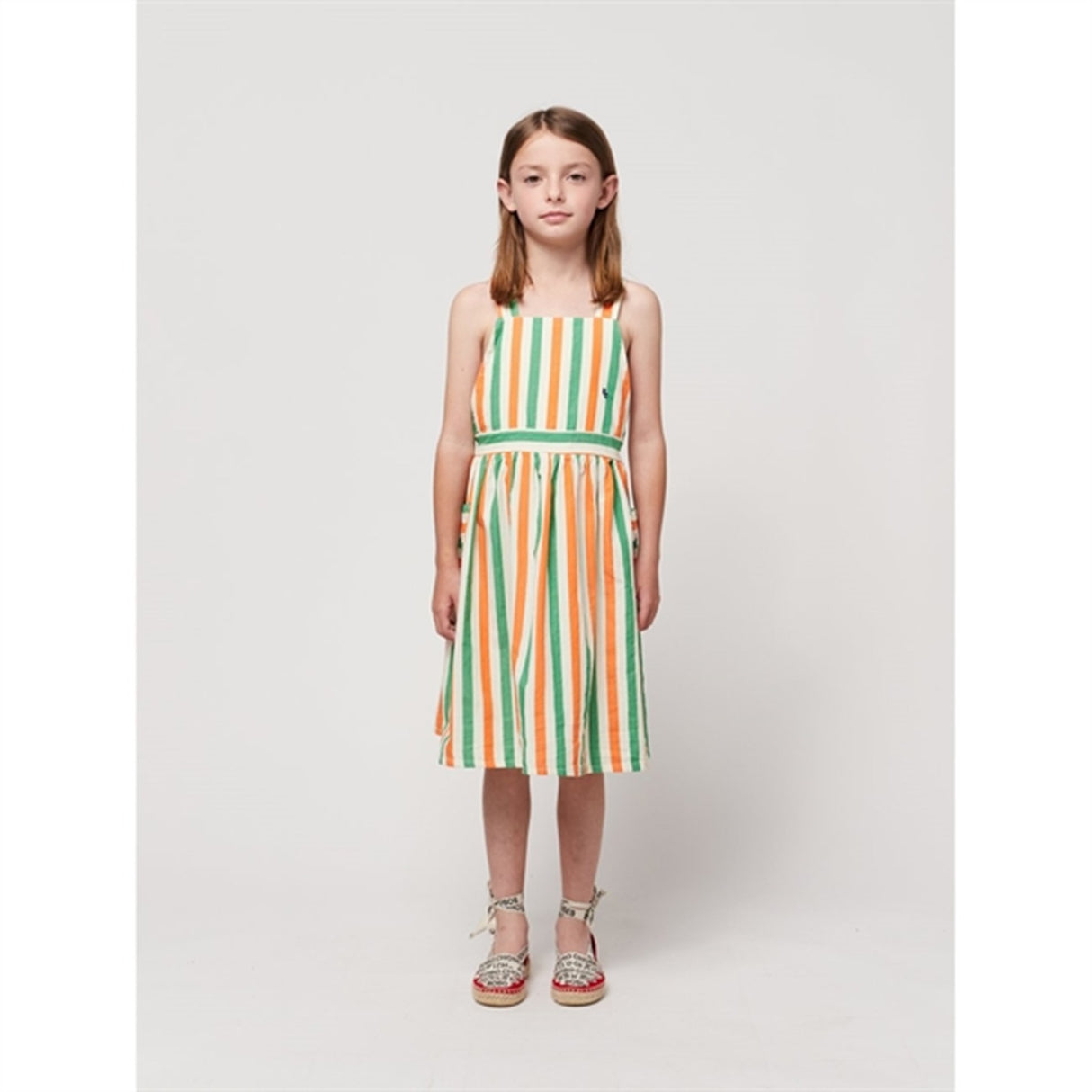 Bobo Choses Vertical Stripes Woven Dress Knee Lenght Offwhite