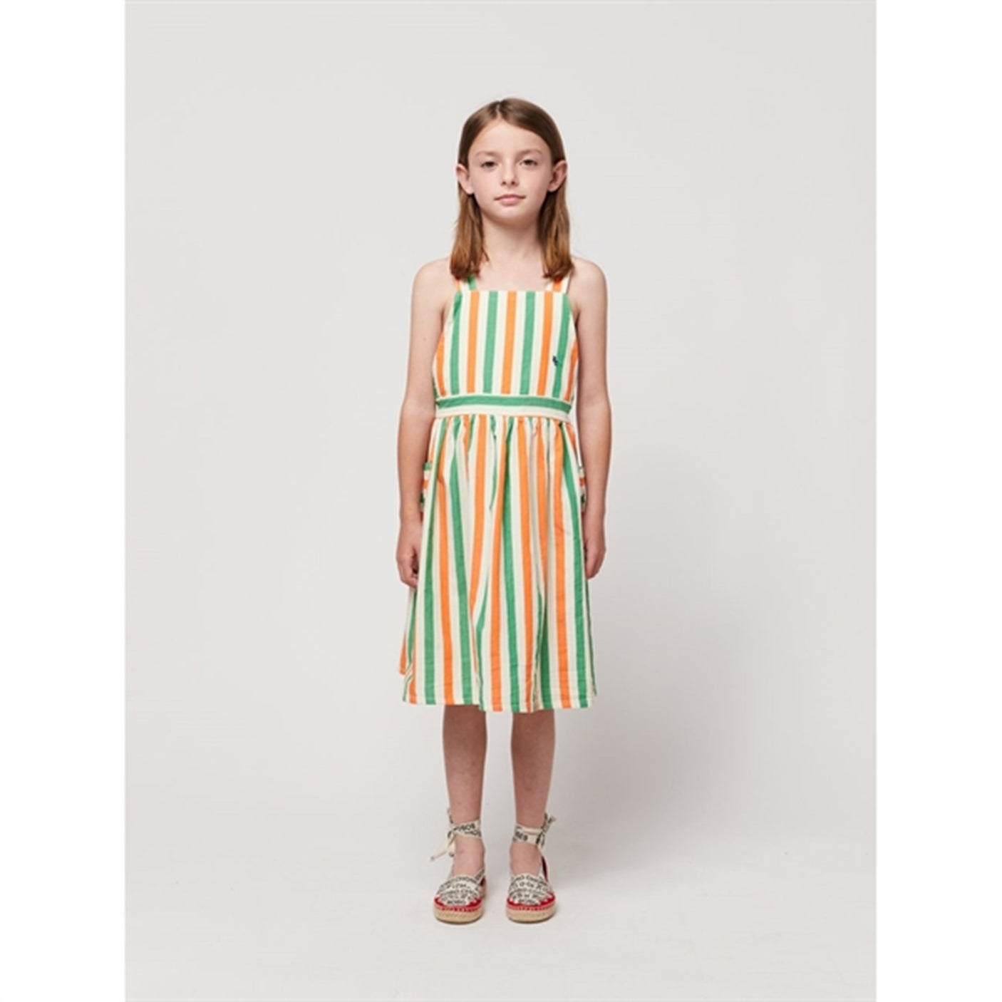 Bobo Choses Vertical Stripes Woven Dress Knee Lenght Offwhite
