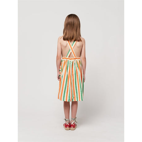 Bobo Choses Vertical Stripes Woven Dress Knee Lenght Offwhite