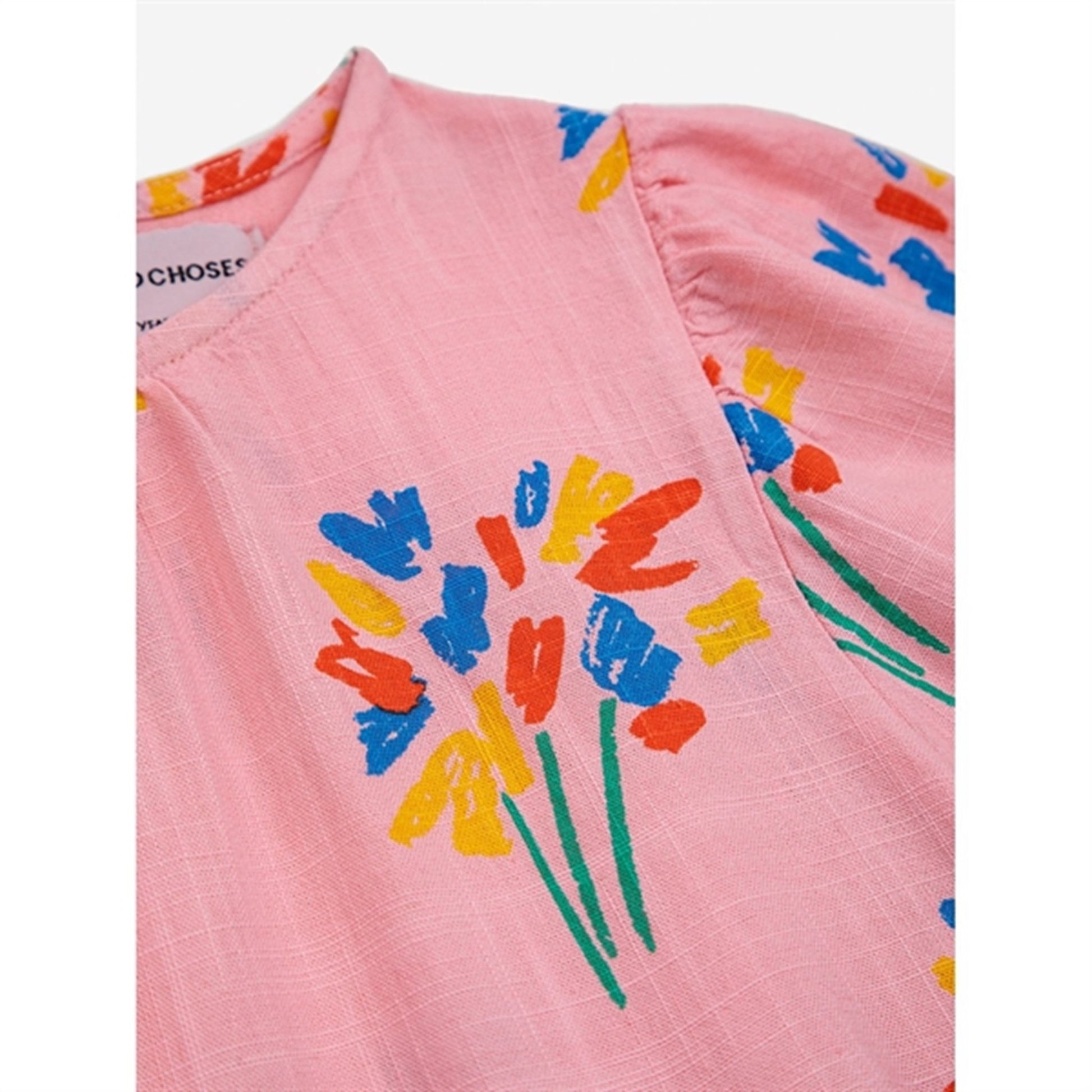 Bobo Choses Fireworks All Over Flounce Sleeves Woven Dress Short Pink