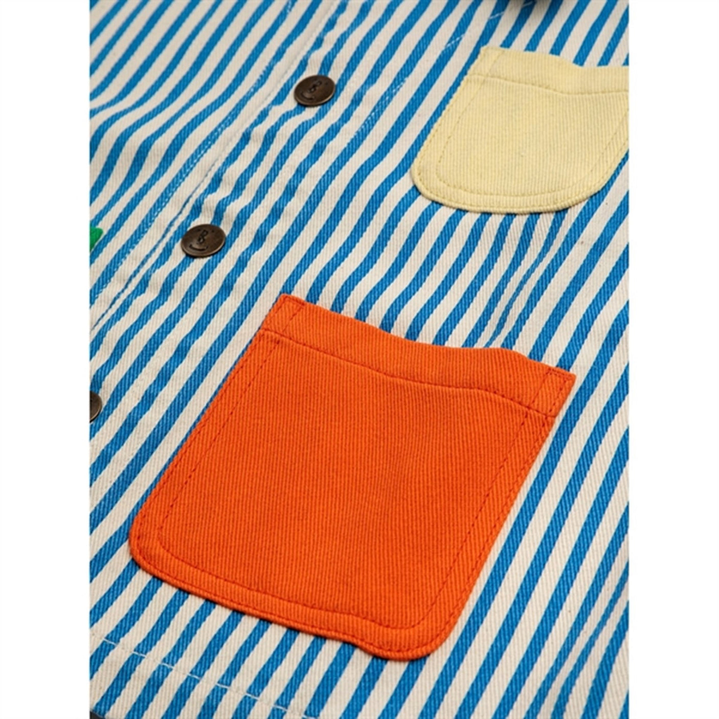 Bobo Choses Striped Color Block Denim Jacket Blue