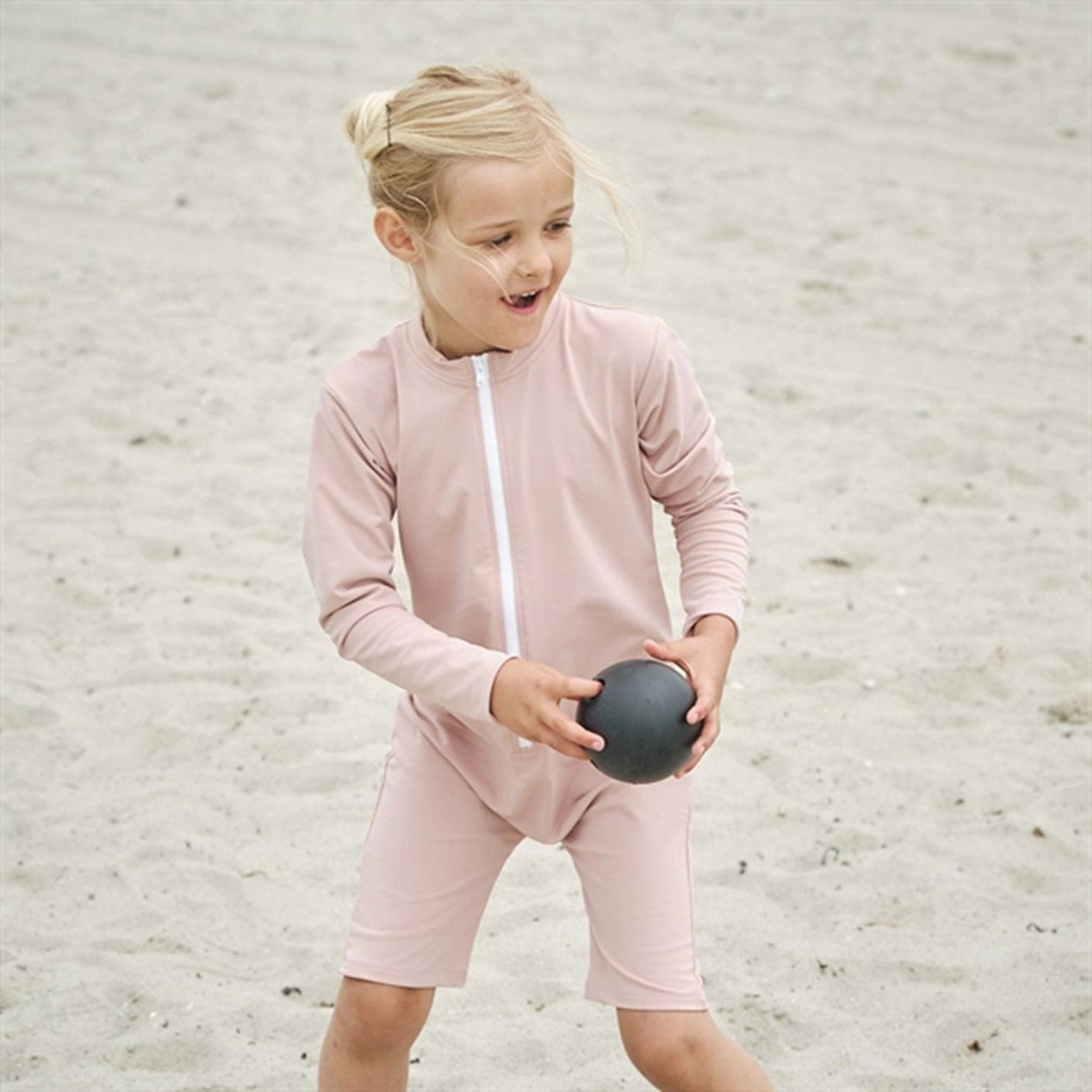 Petit Crabe Rose Nude Combi Onesie with Zipper