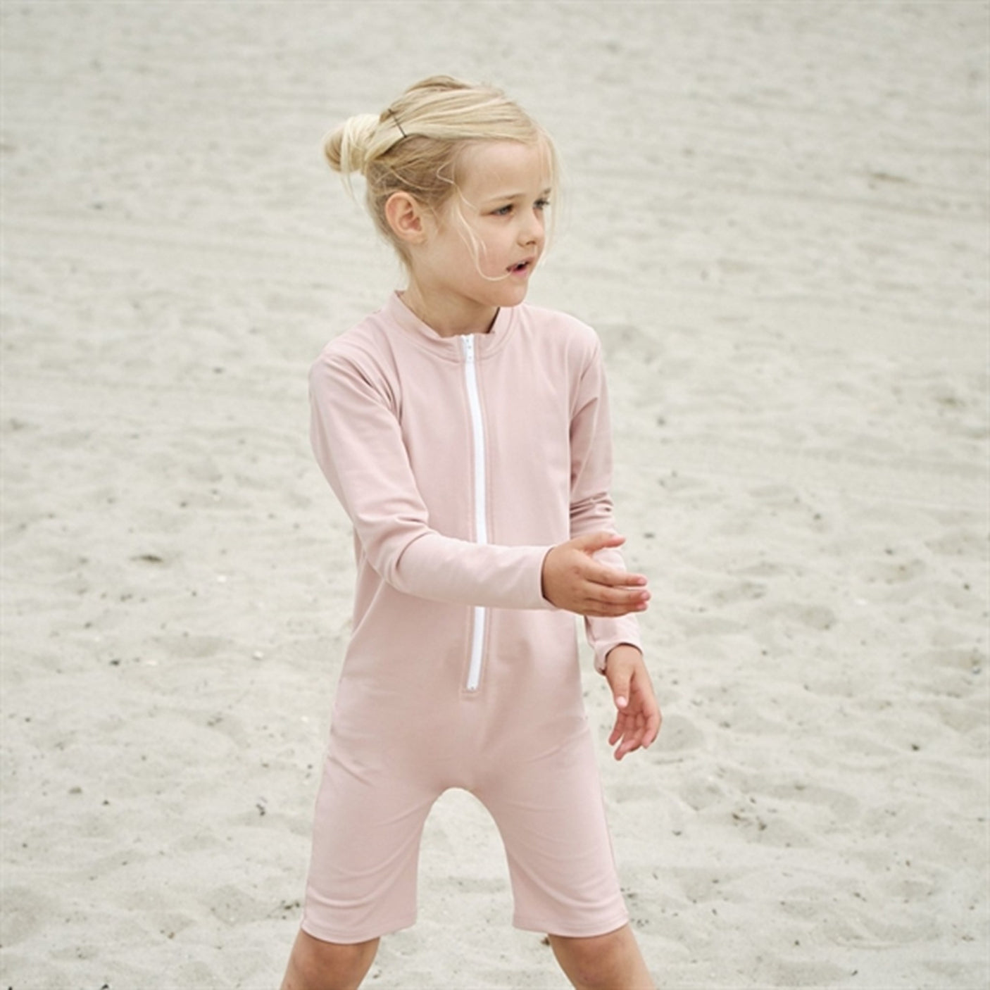 Petit Crabe Rose Nude Combi Onesie with Zipper