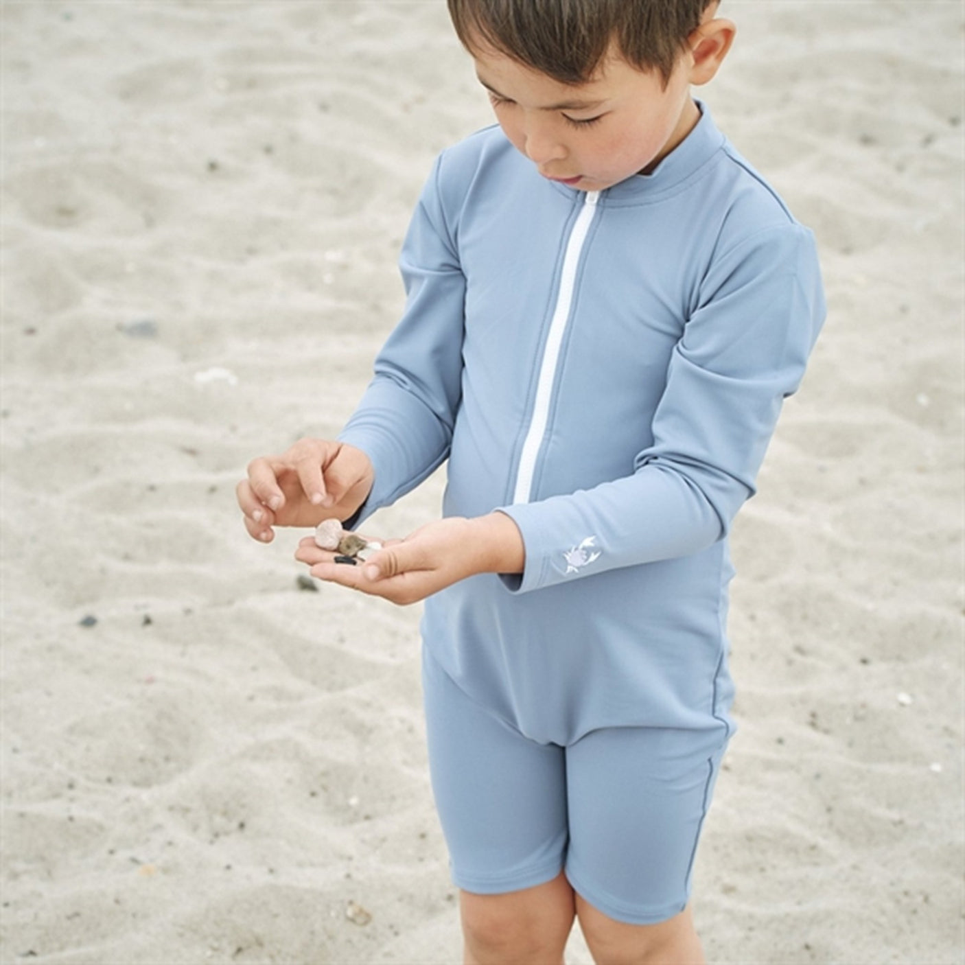 Petit Crabe Petrol Combi Onesie with Zipper