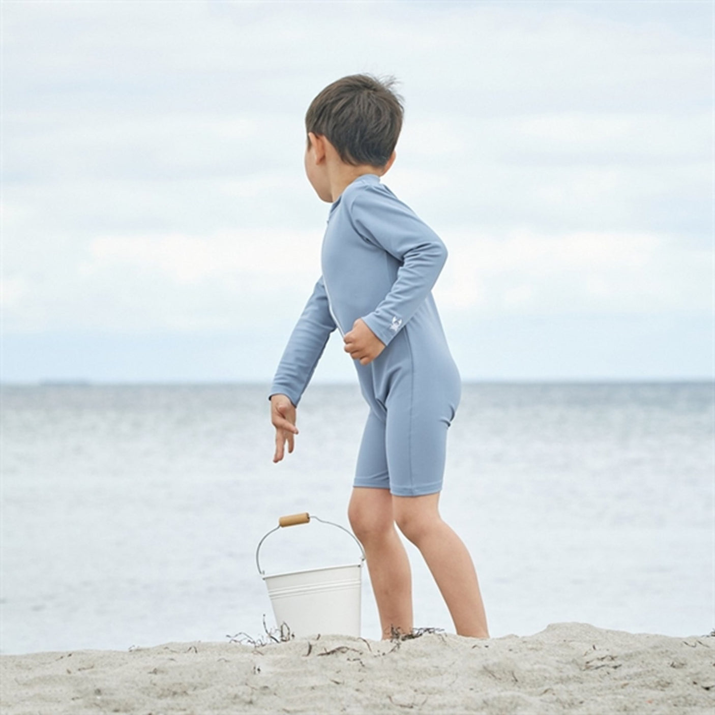 Petit Crabe Petrol Combi Onesie with Zipper