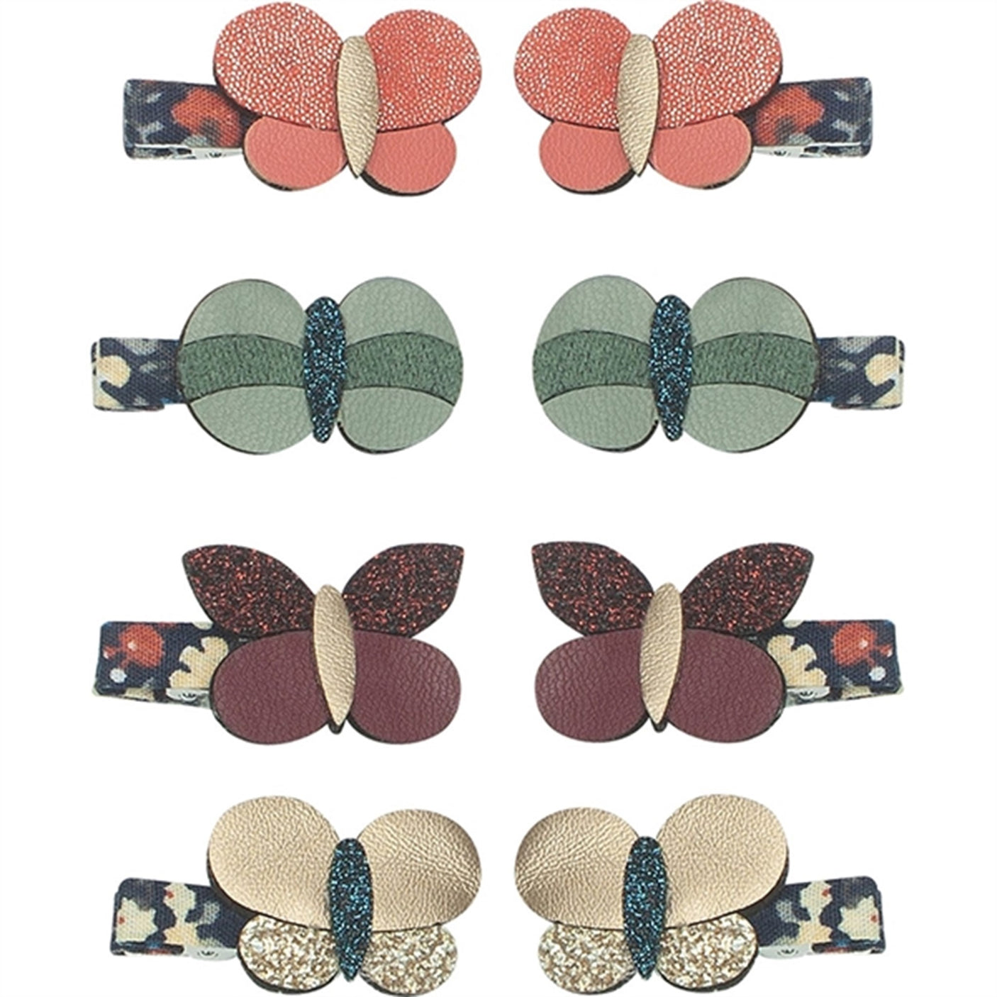 Mimi & Lula 8 Hair Clips Mini Bonnie Butterfly Winter Ivy