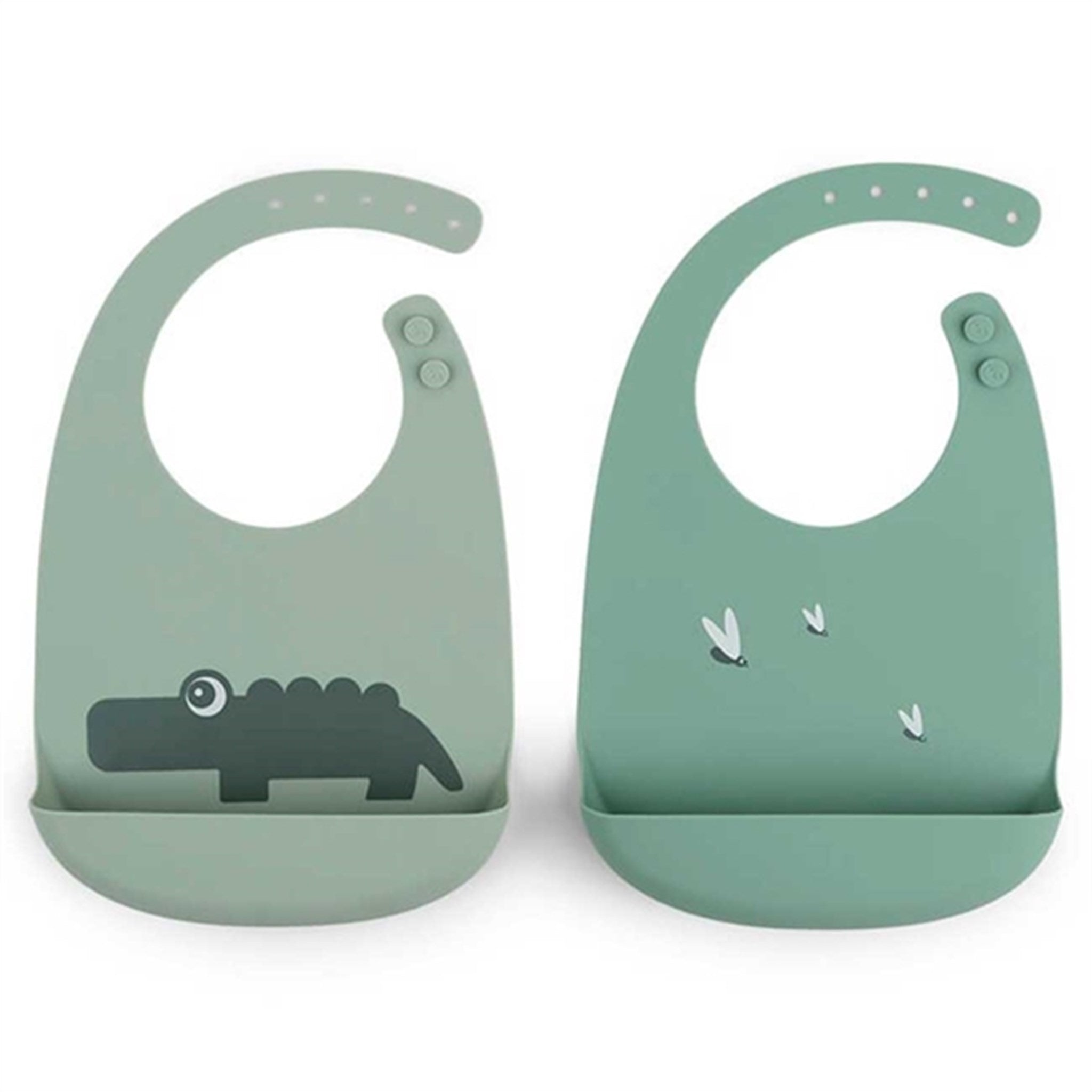 Done by Deer Silicone Bib 2-pack Croco Green