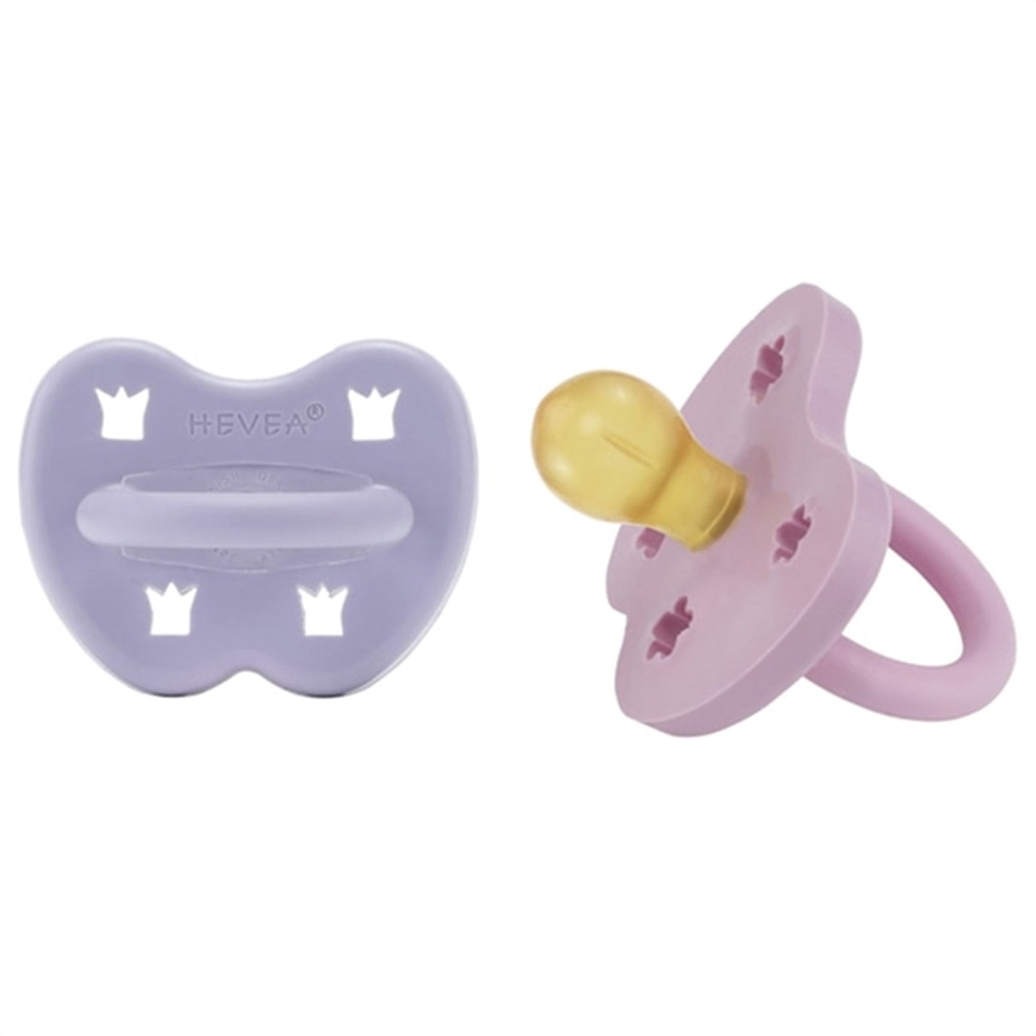 Hevea Pacifier 2-Pack Round Classic Dusty Violet & Light Orchid