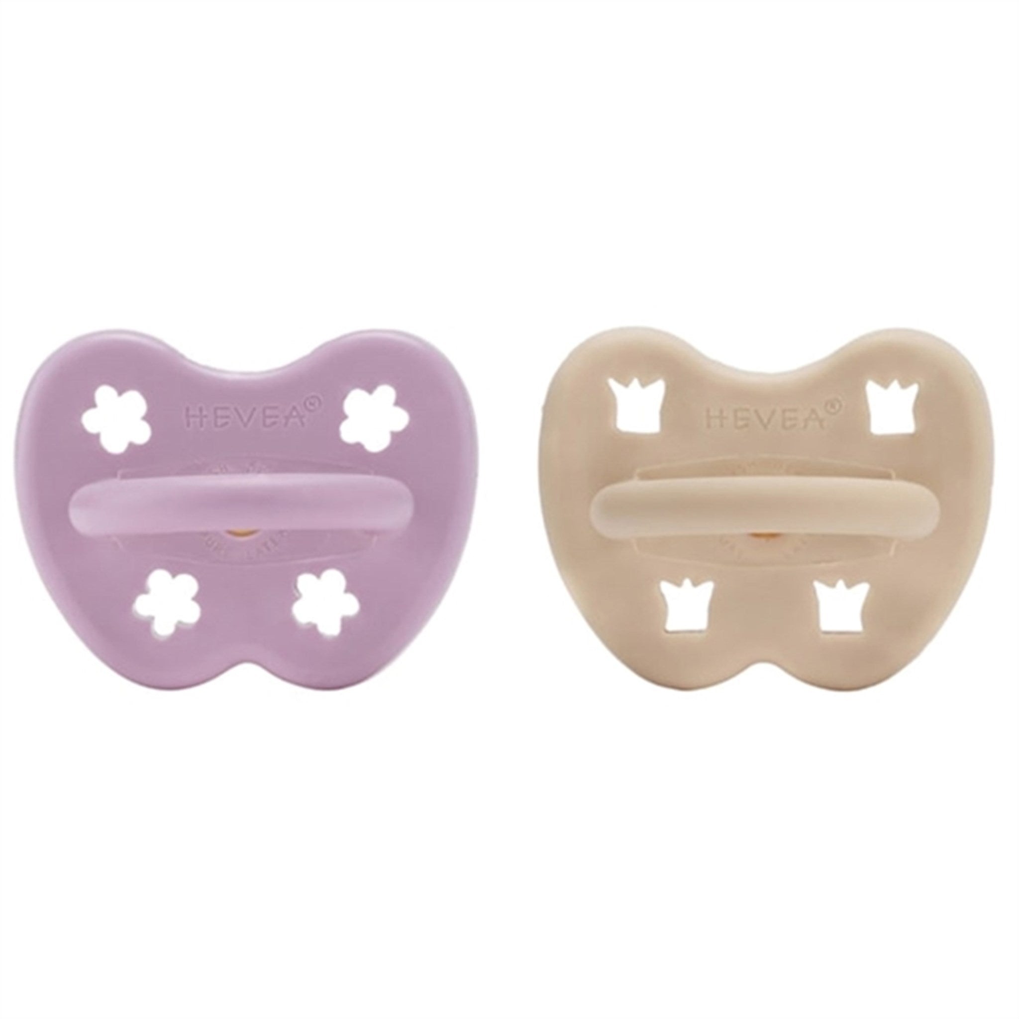 Hevea Pacifier 2-Pack Round Light Orchid & Sandy Nude 2
