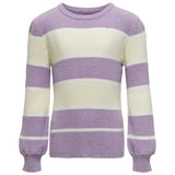 Kids ONLY Crocus Petal Whitecap Gray/Cloud Dancer Katia-Fia Strip O-Neck Knit