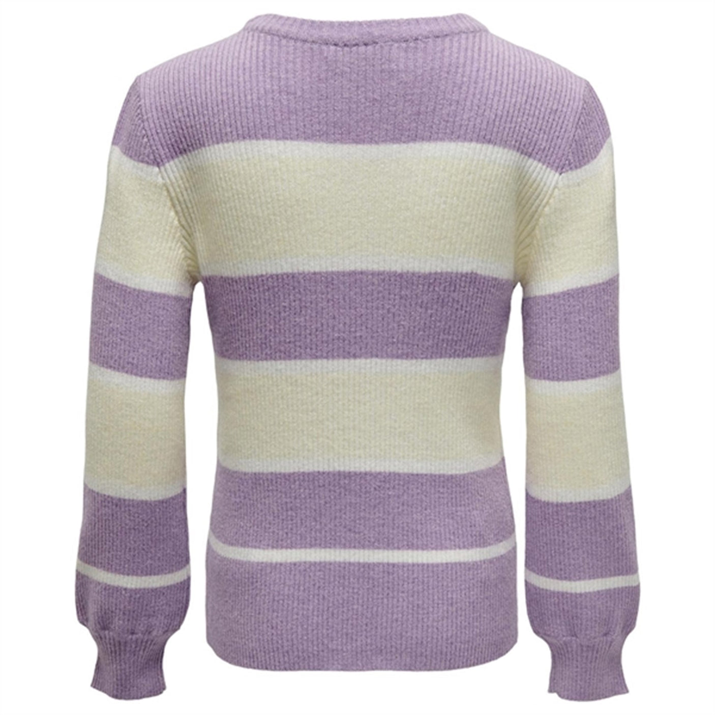 Kids ONLY Crocus Petal Whitecap Gray/Cloud Dancer Katia-Fia Strip O-Neck Knit