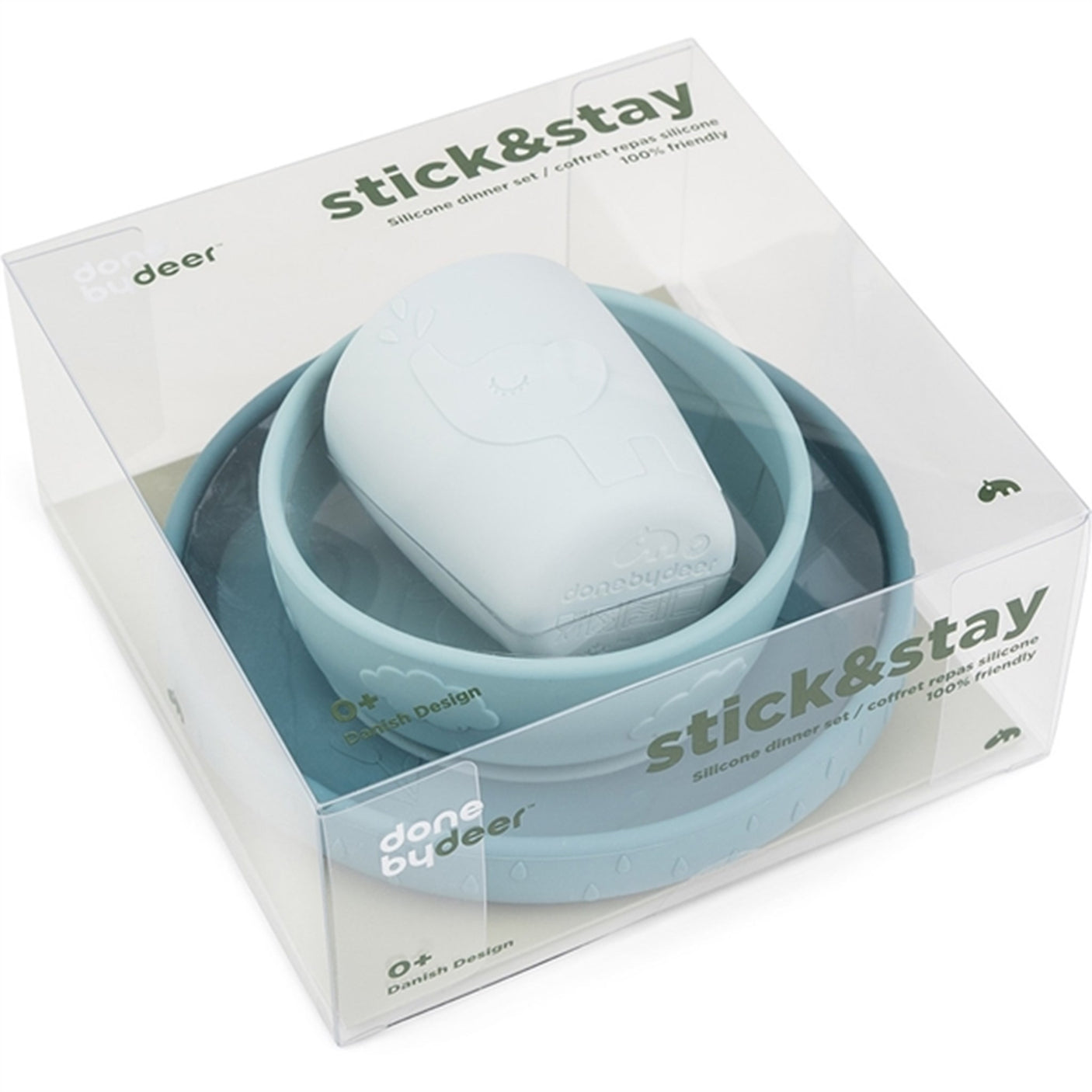 Done by Deer Stick&Stay Dinner Set Deer Friends Blue